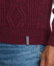 Fisherman Shawl Collar Sweater in Ruby