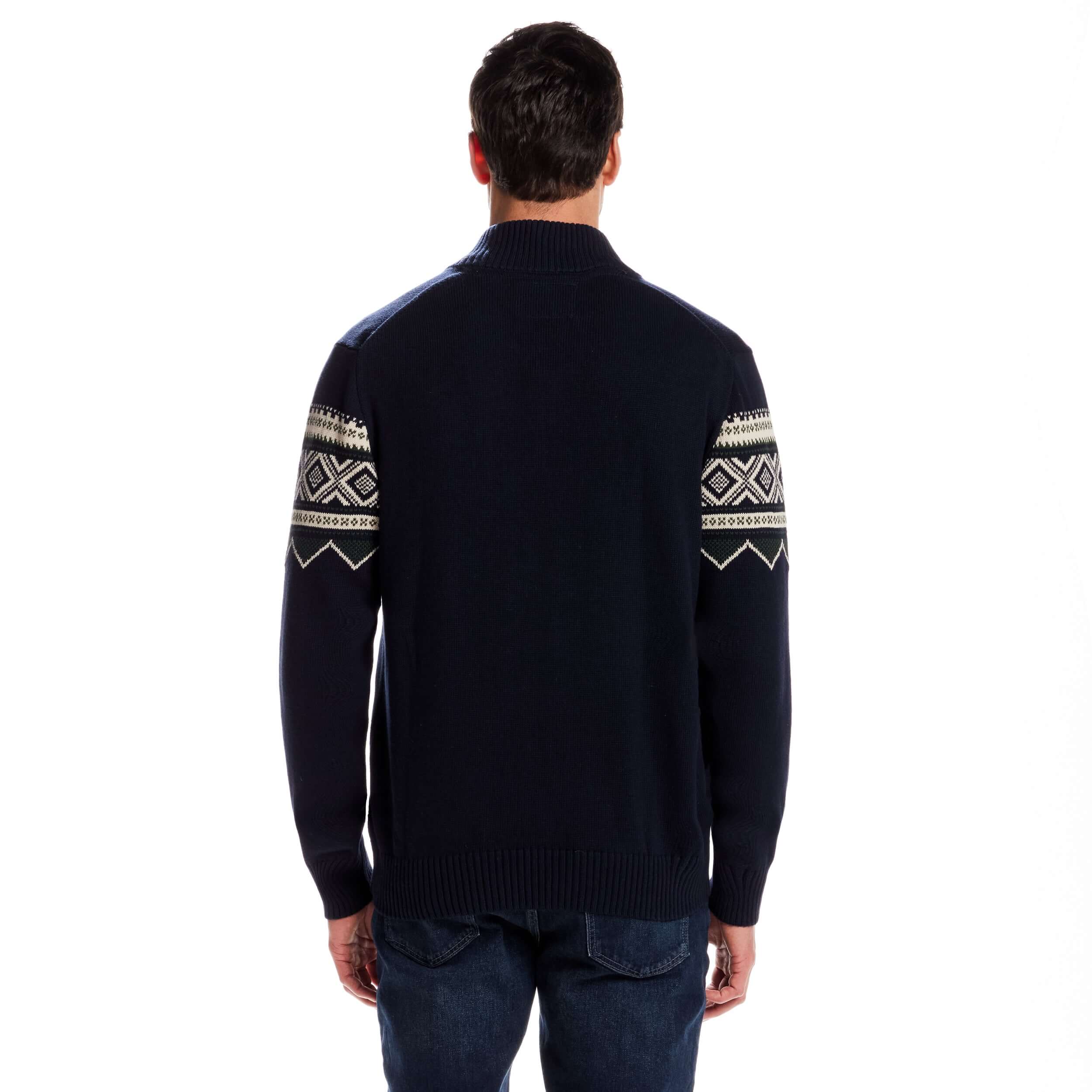 Nordic Quarter Zip Sweater In Dark Navy