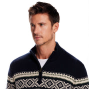 Nordic Quarter Zip Sweater In Dark Navy