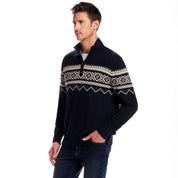 Nordic Quarter Zip Sweater In Dark Navy