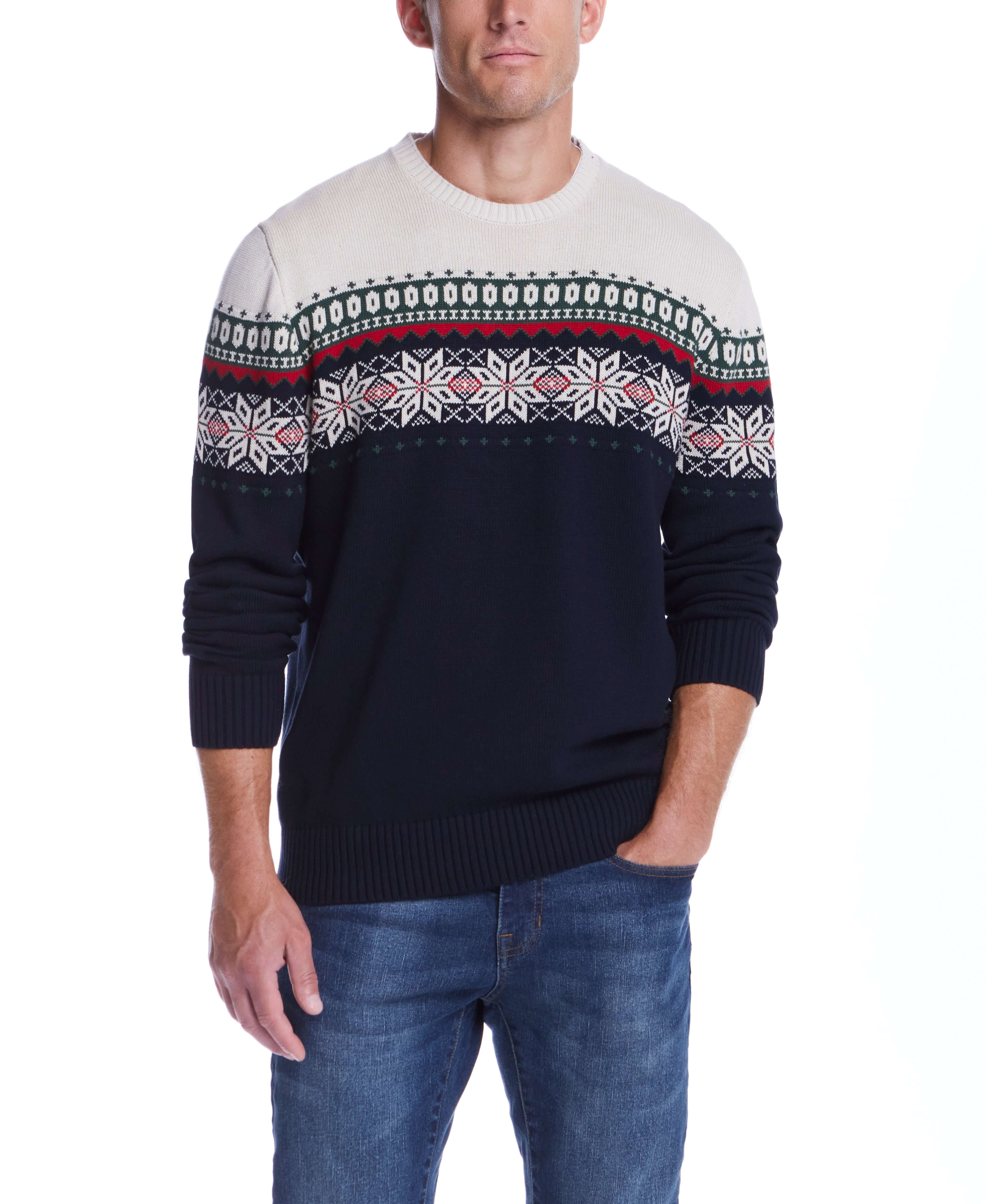 Holiday Snowflake Crew In Dark Navy | Sweaters | Weatherproof Vintage