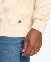 Waffle Texture Quarter Zip Sweater in Ecru