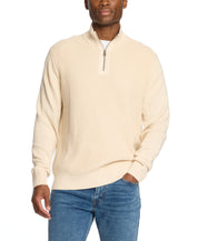 Waffle Texture Quarter Zip Sweater in Ecru