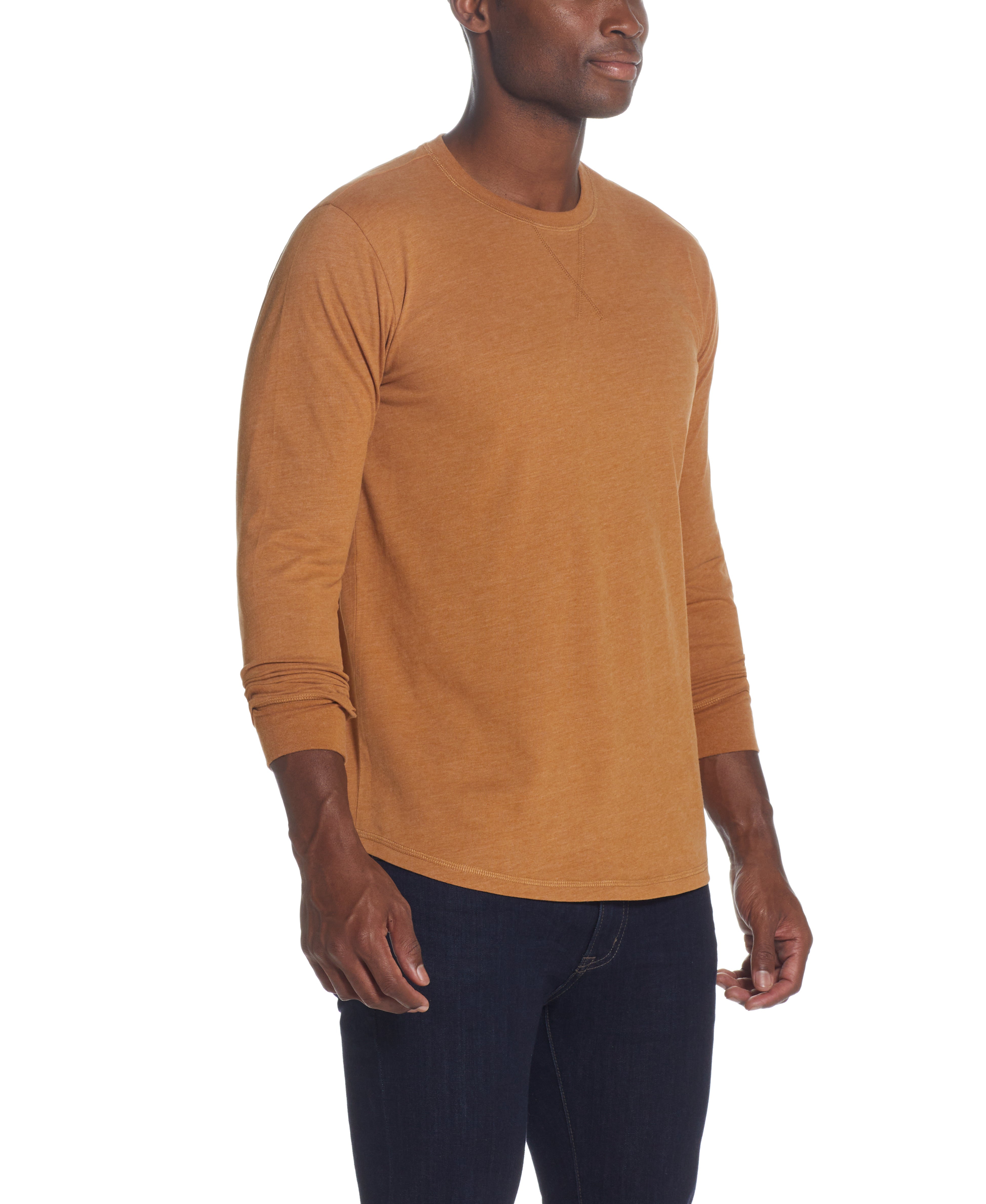 Long Sleeve Brushed Jersey Crew In Cathay Spice | Crafted Knits | Weatherproof Vintage