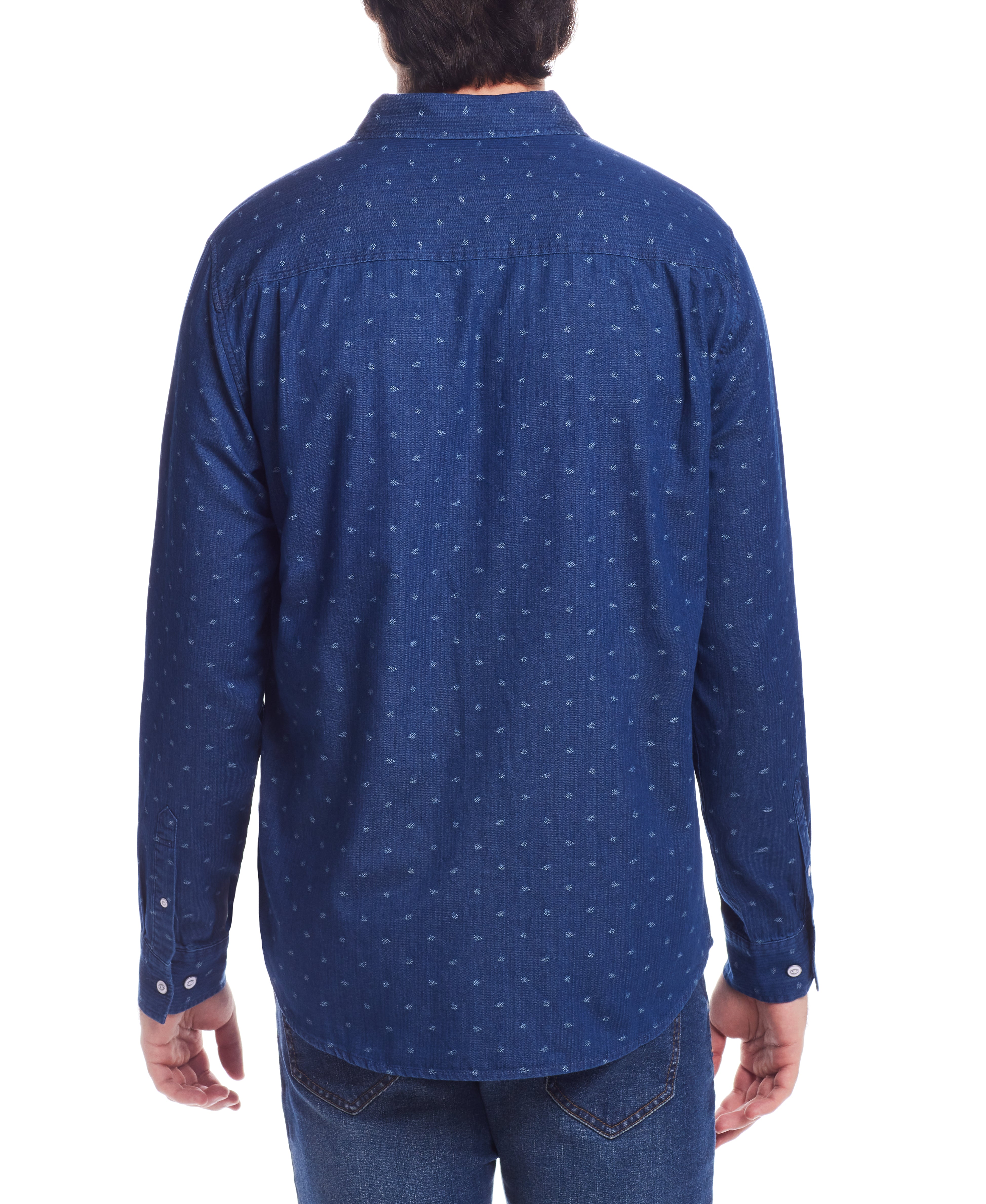 Denim Dobby Shirt in Blue Nights