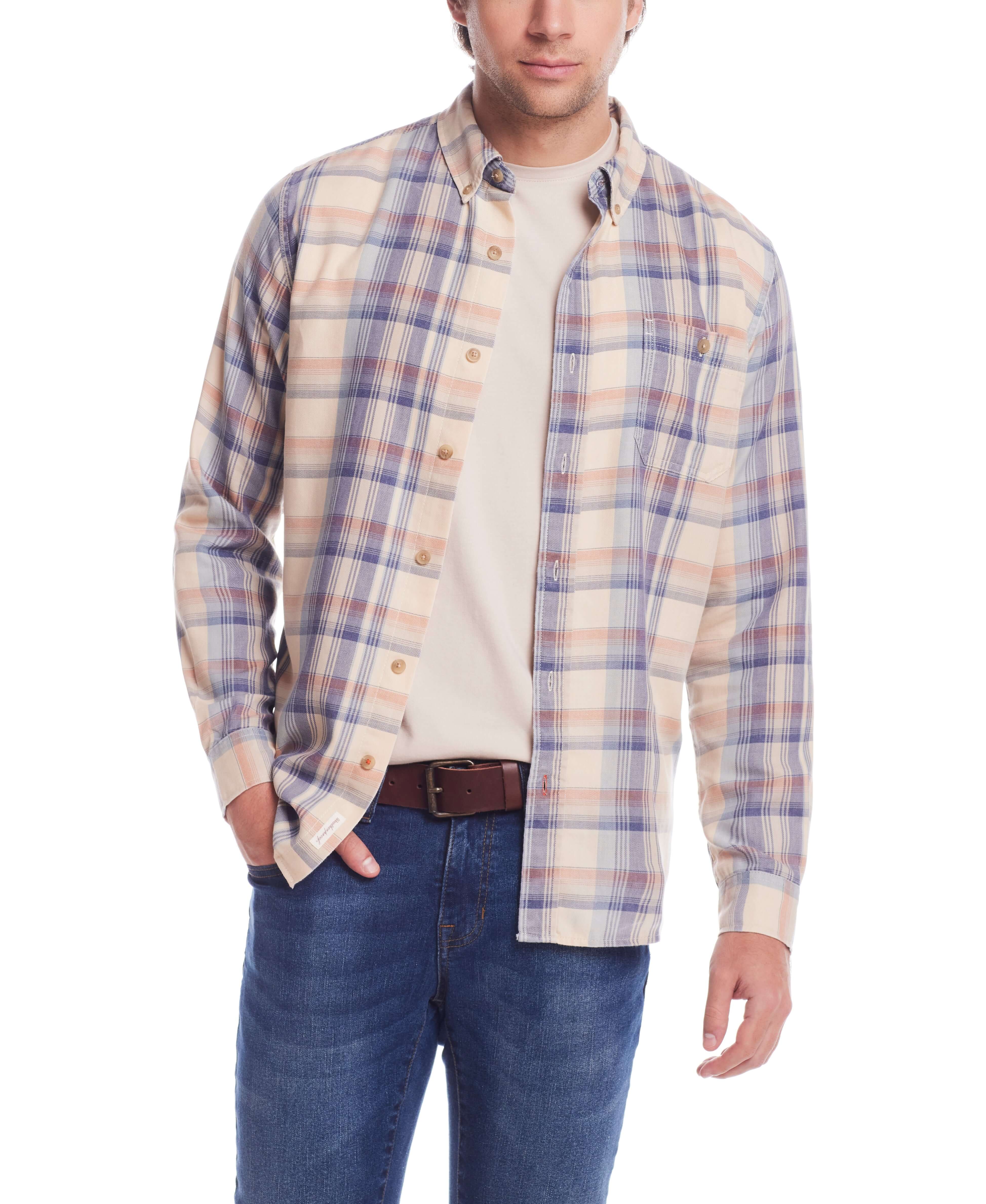 Long Sleeve Burnout Flannel In Wood Ash