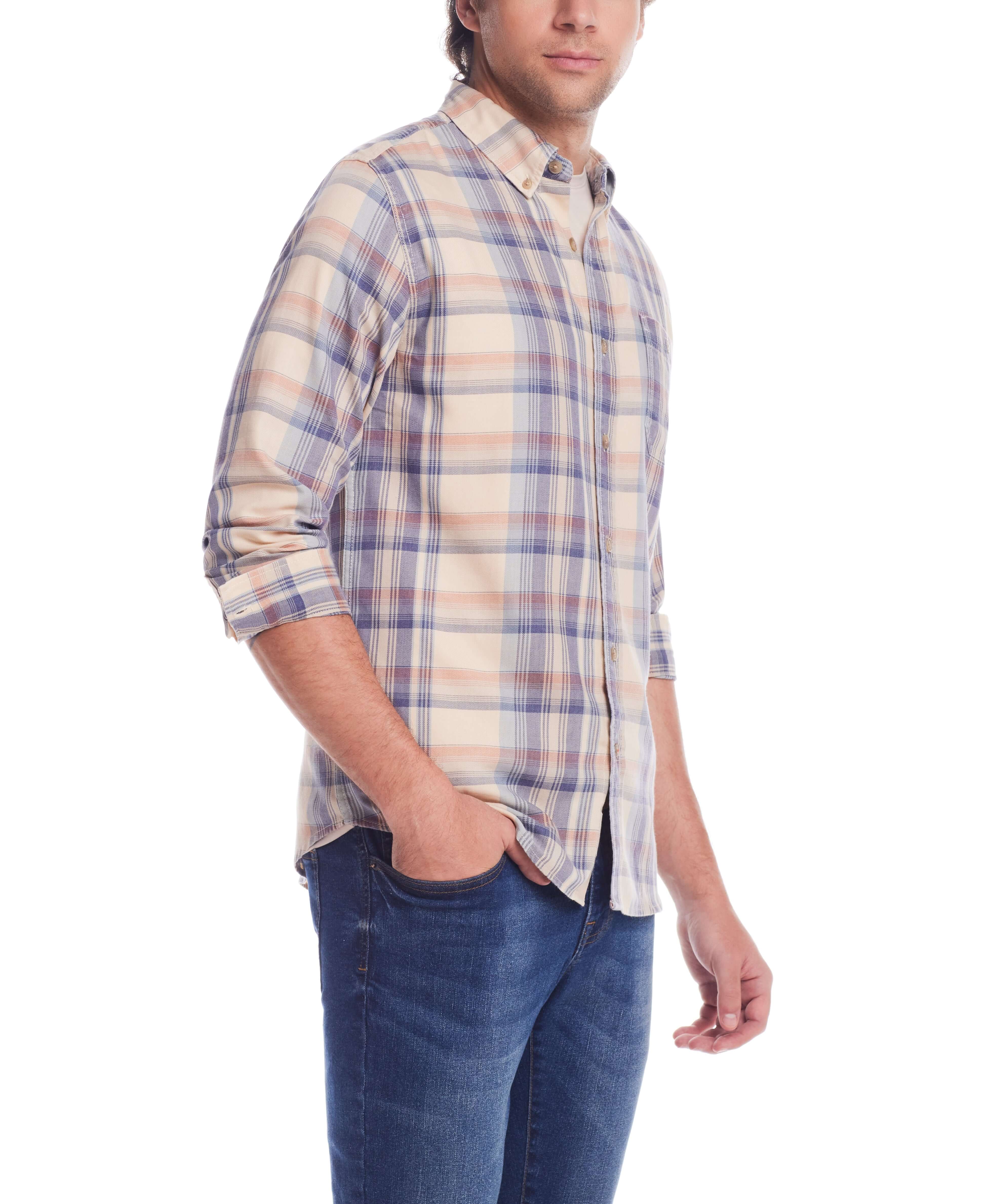 Long Sleeve Burnout Flannel In Wood Ash