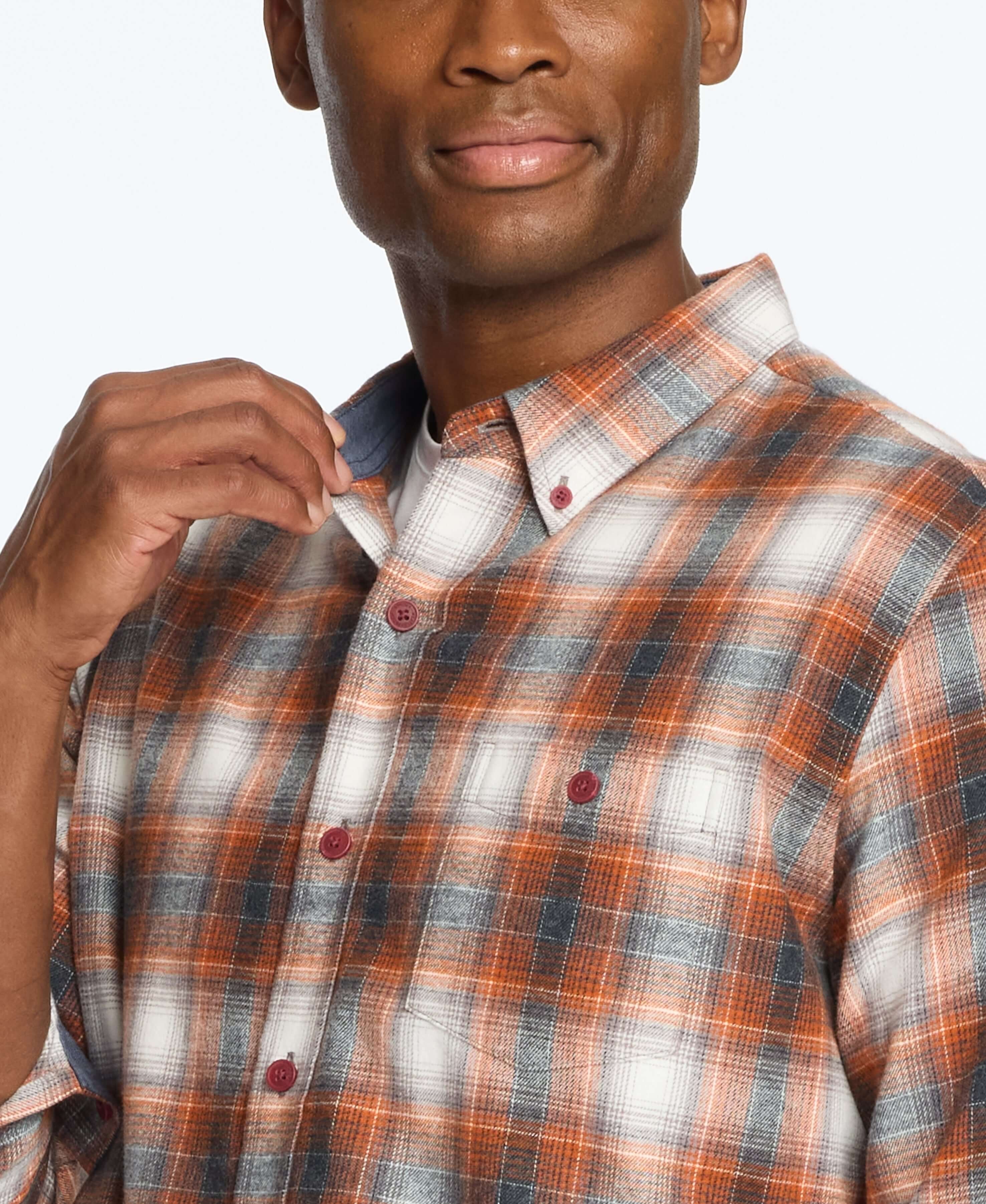 Long Sleeve Brushed Flannel In Gold Flame