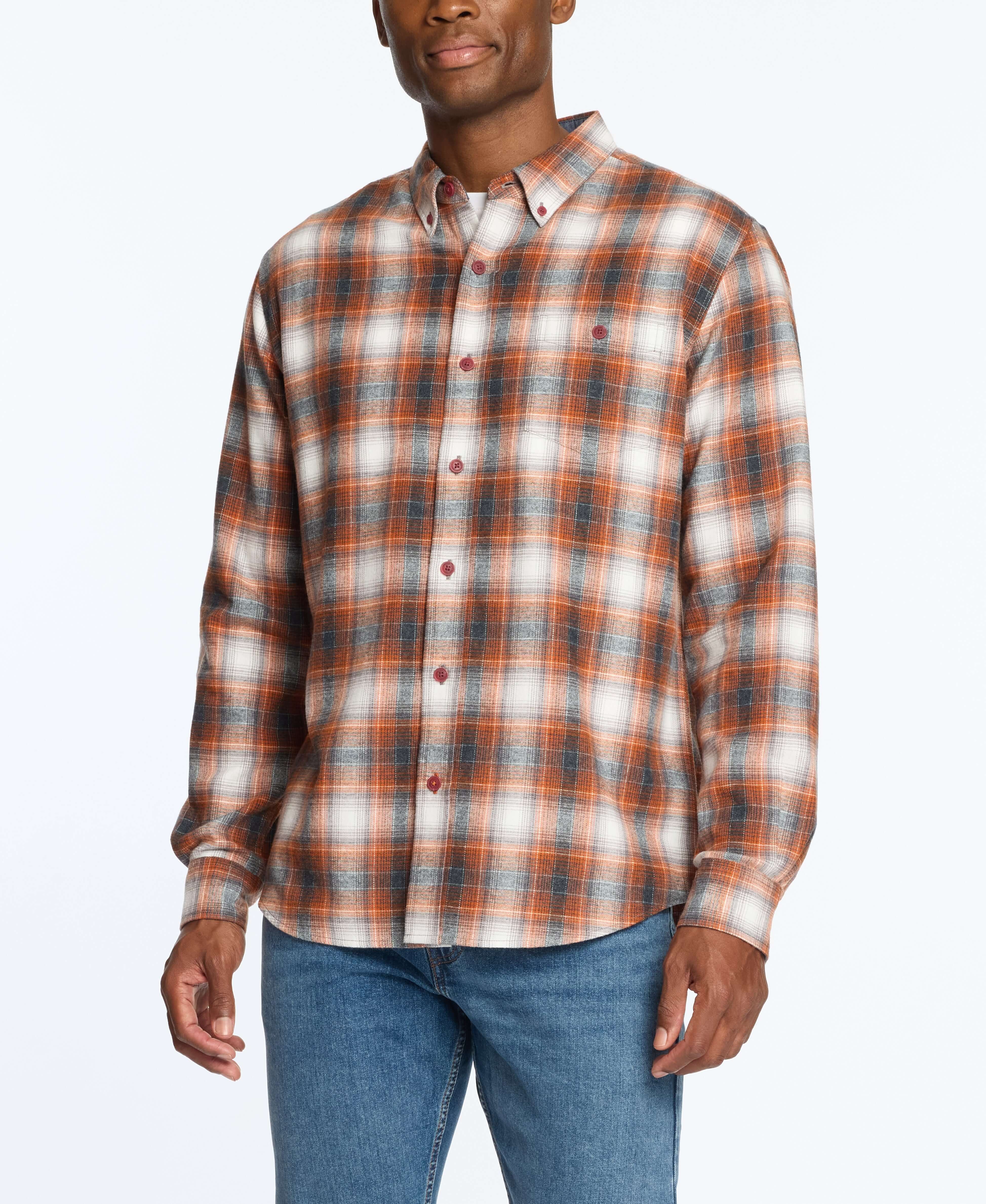 Long Sleeve Brushed Flannel In Gold Flame