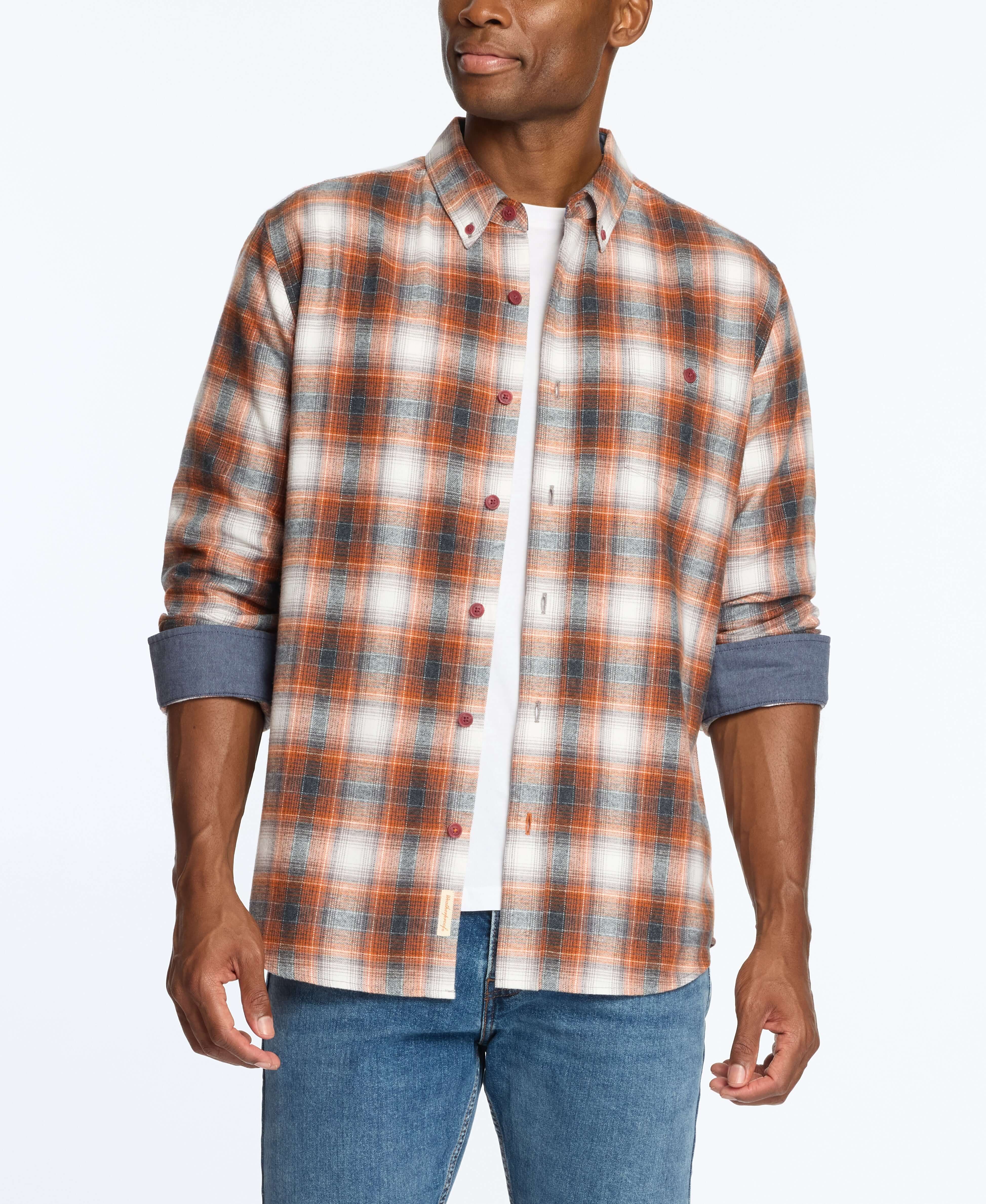 Long Sleeve Brushed Flannel In Gold Flame