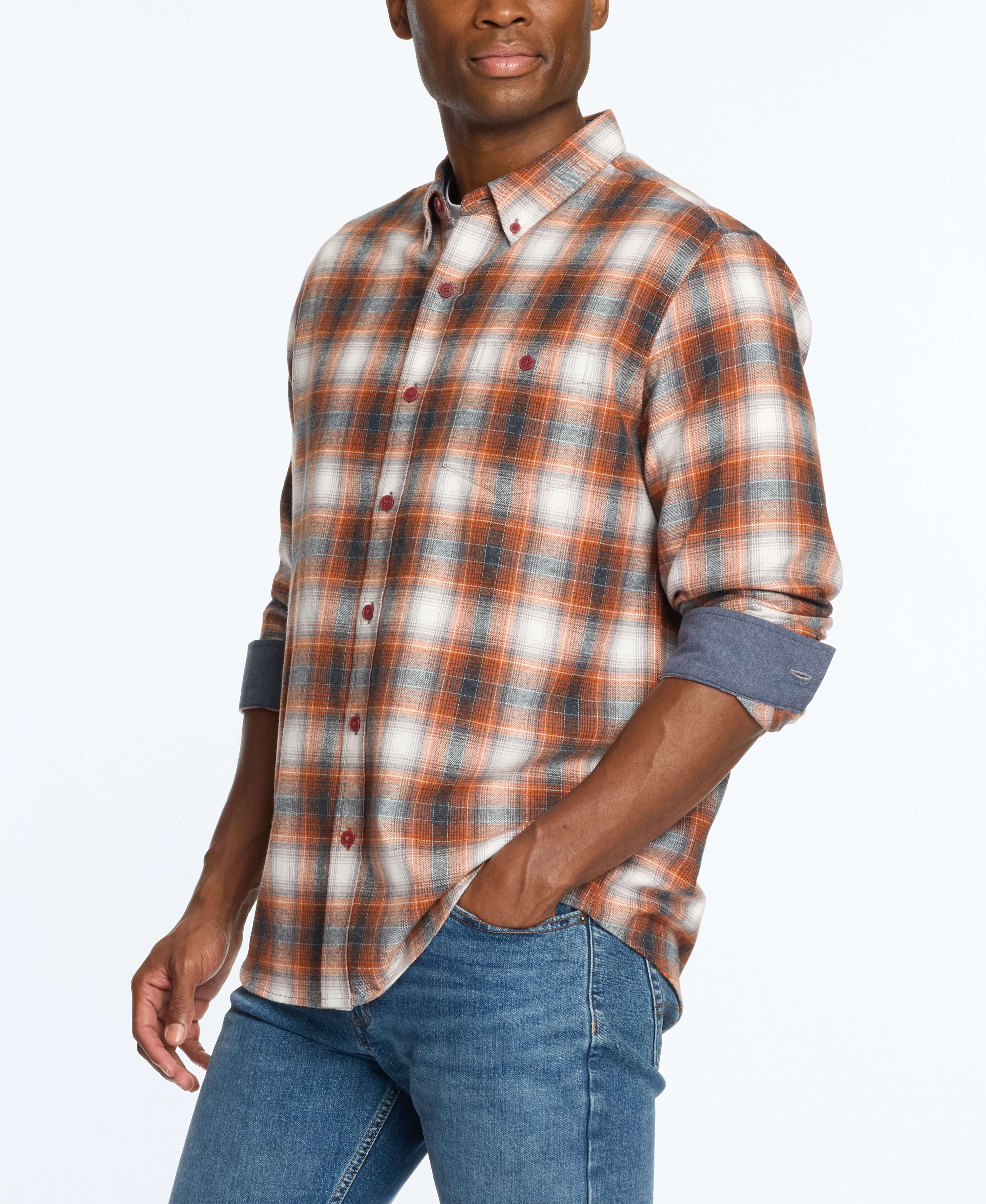 Long Sleeve Brushed Flannel In Gold Flame