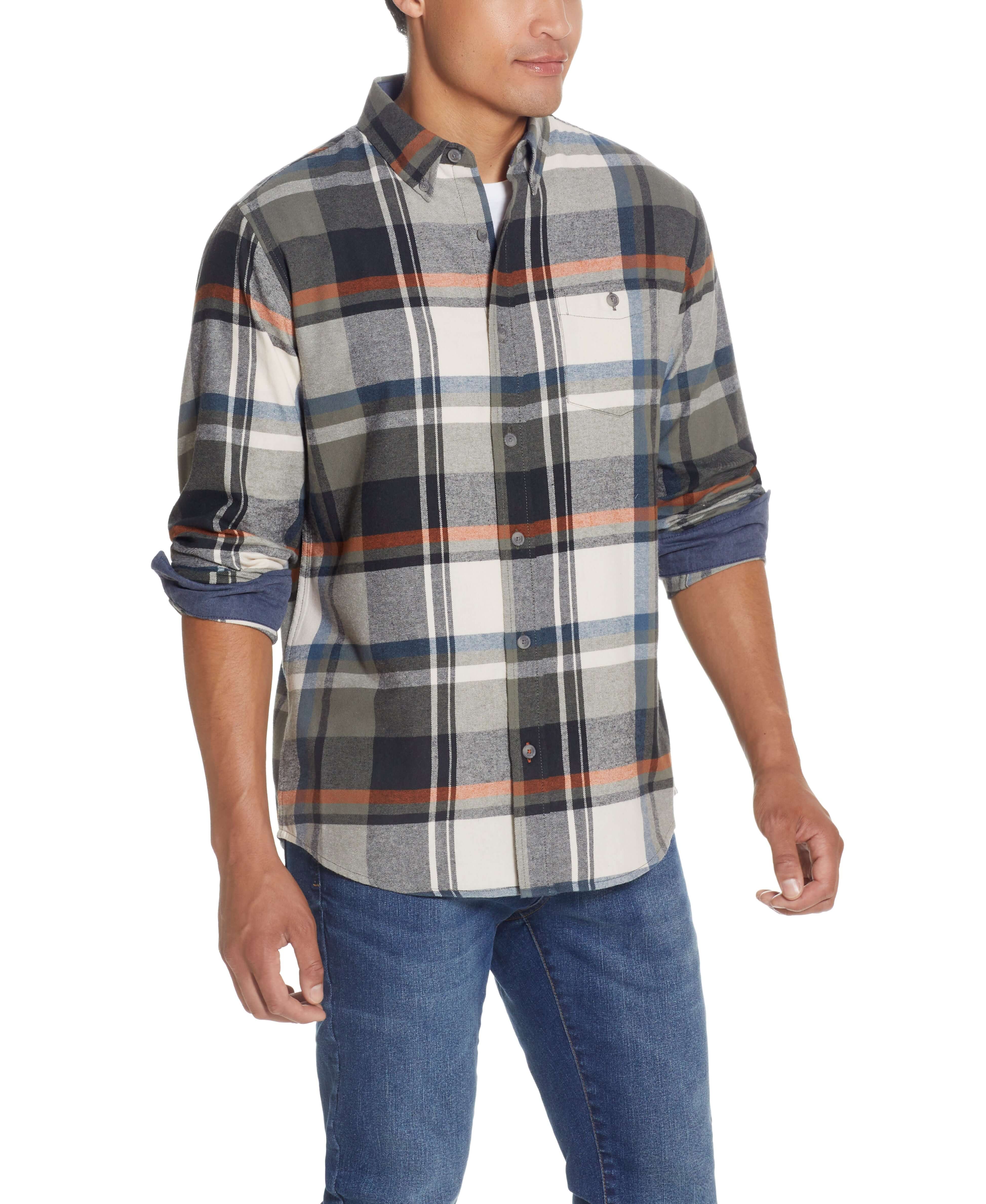 Long Sleeve Brushed Flannel In Riviera