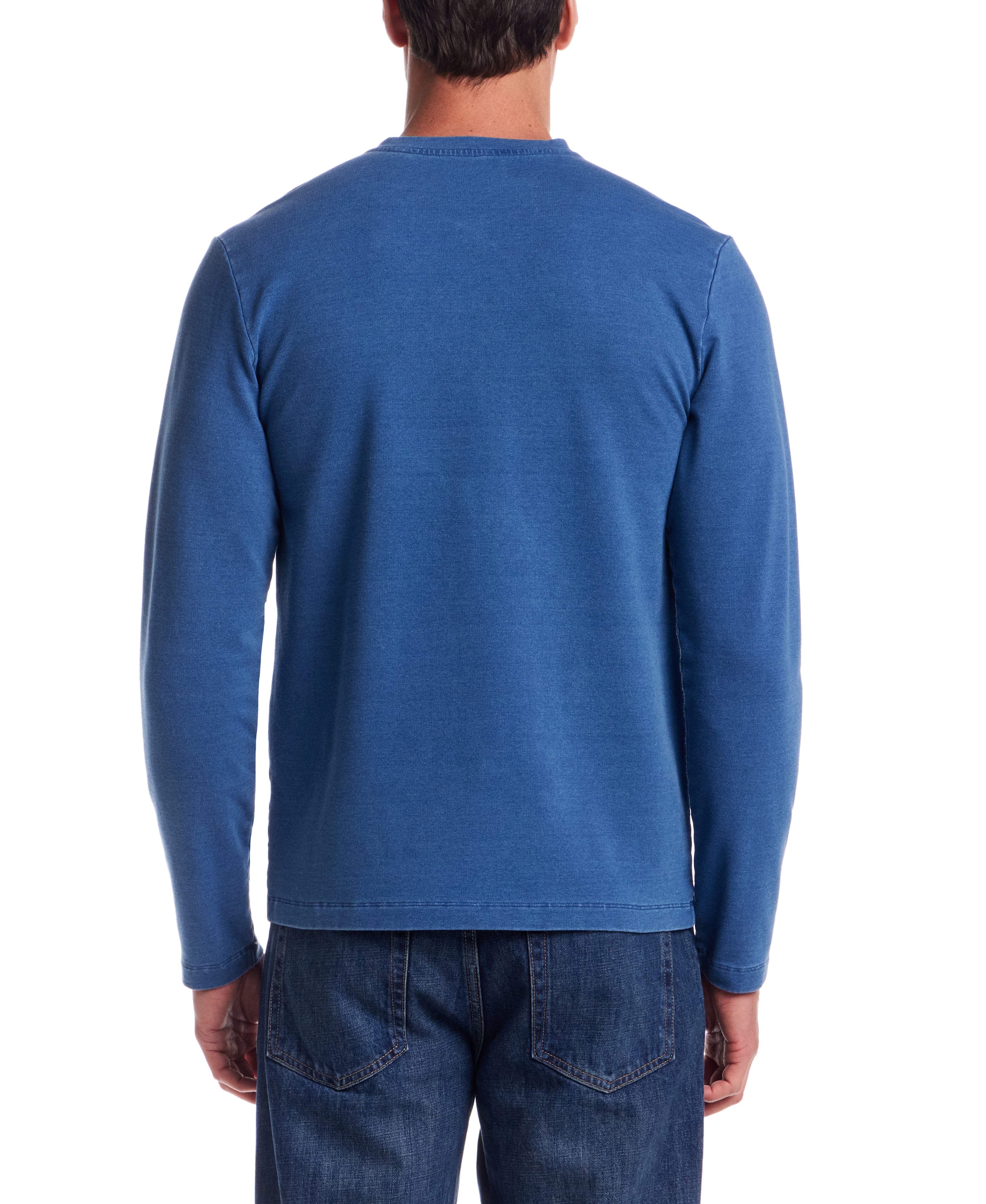 Long Sleeve Indigo Henley in Indigo