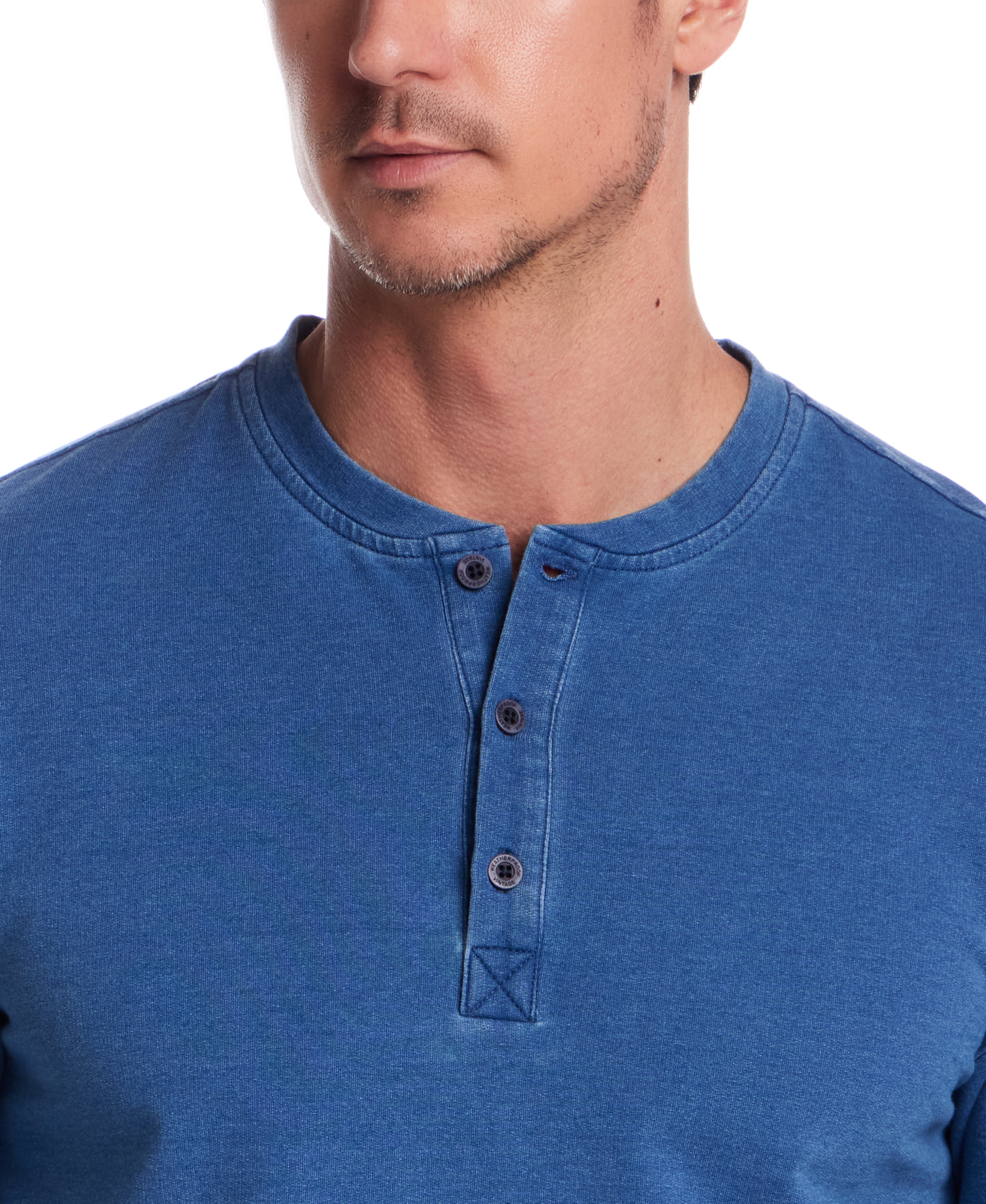 Long Sleeve Indigo Henley in Indigo