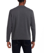 Long Sleeve Brushed Herringbone Crew in Charcoal