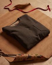 Long Sleeve Brushed Herringbone Crew in Charcoal