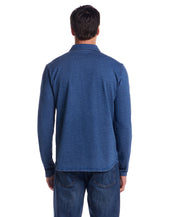 Long Sleeve Coatfront Knit in Medium Indigo