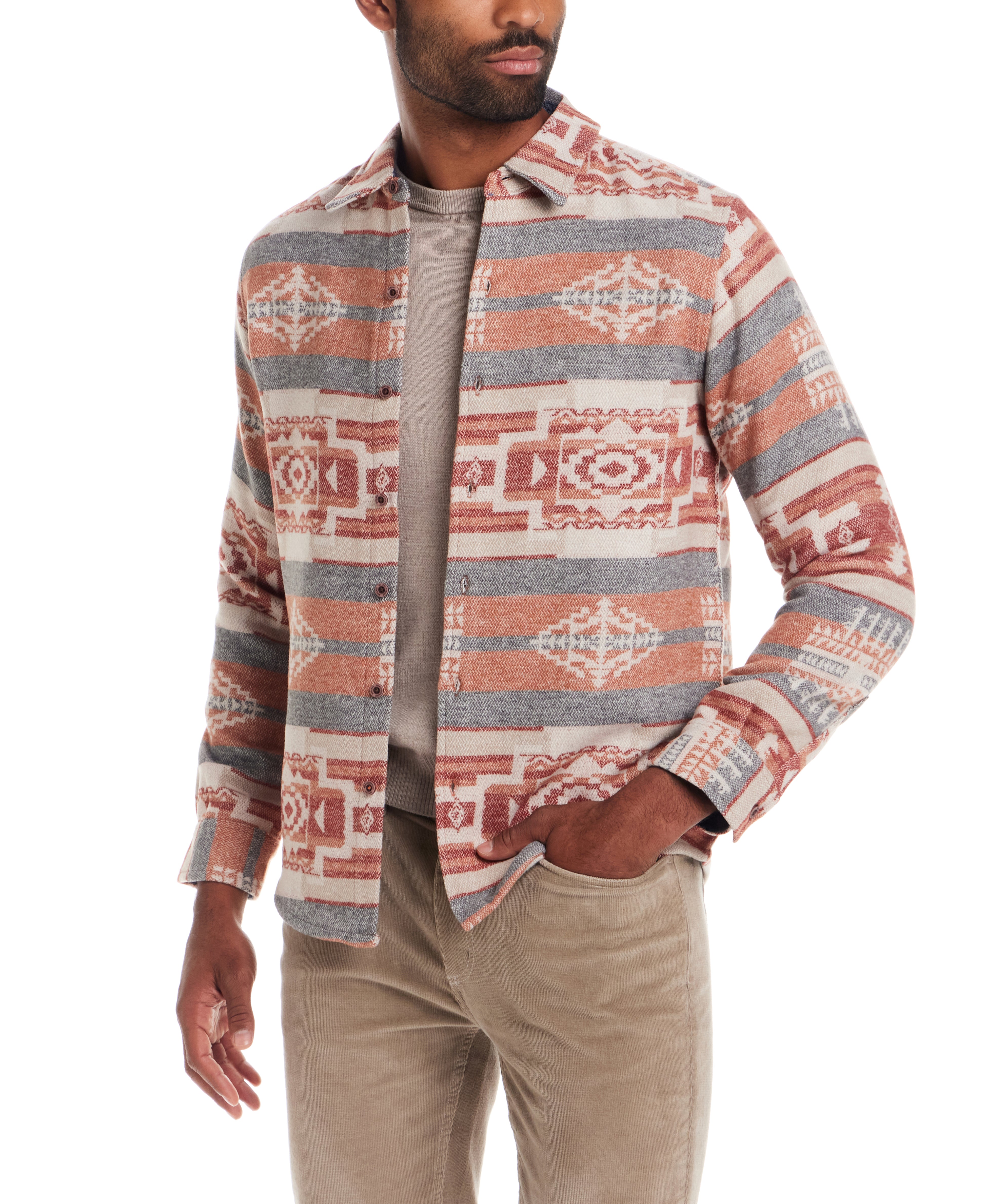 Southwest Unlined Shirt Jacket in Rust