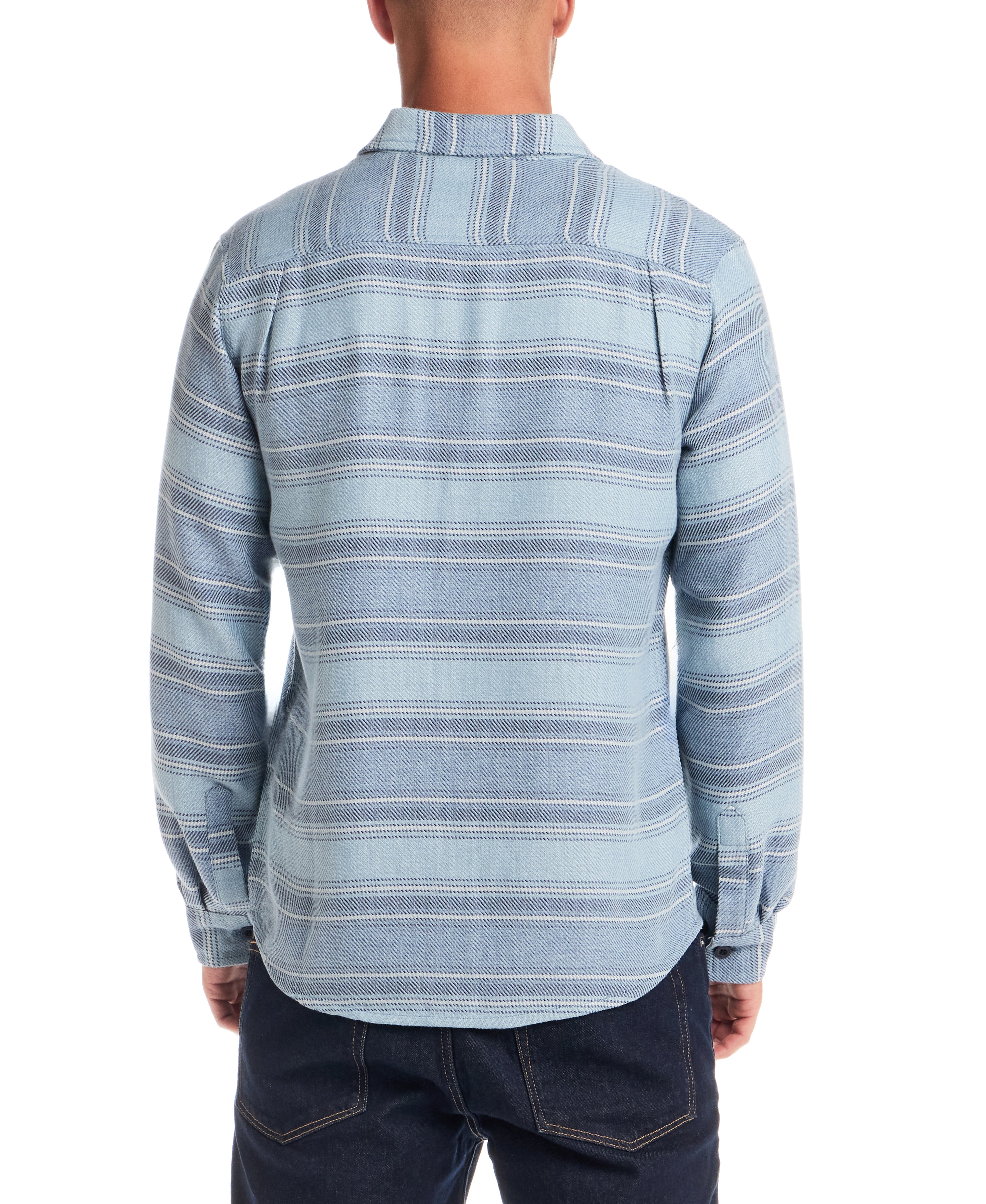 Horizontal Twill Stripe Shirt in Blue