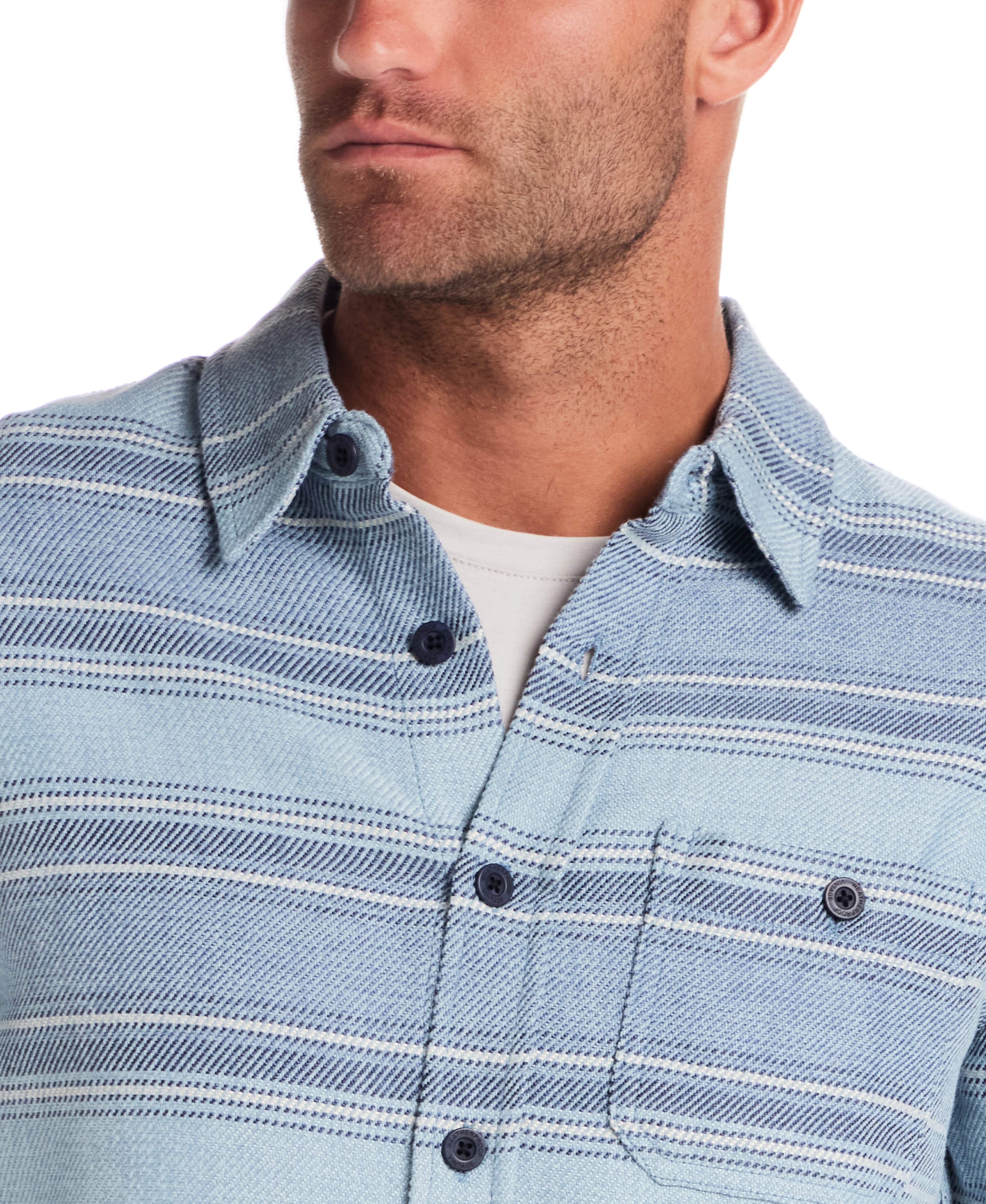 Horizontal Twill Stripe Shirt in Blue