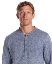 Long Sleeve Mixy Henley in Navy