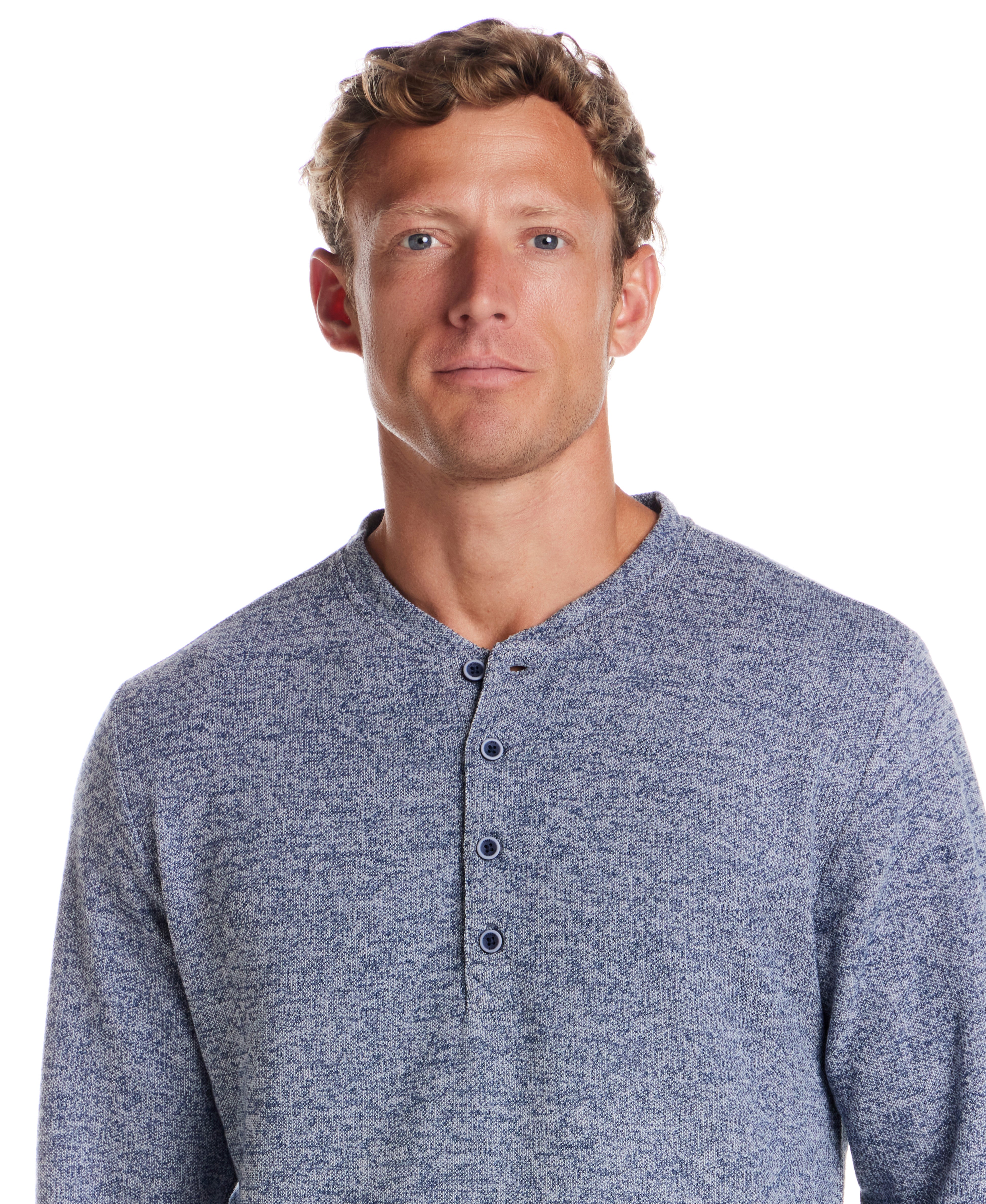Long Sleeve Mixy Henley in Navy