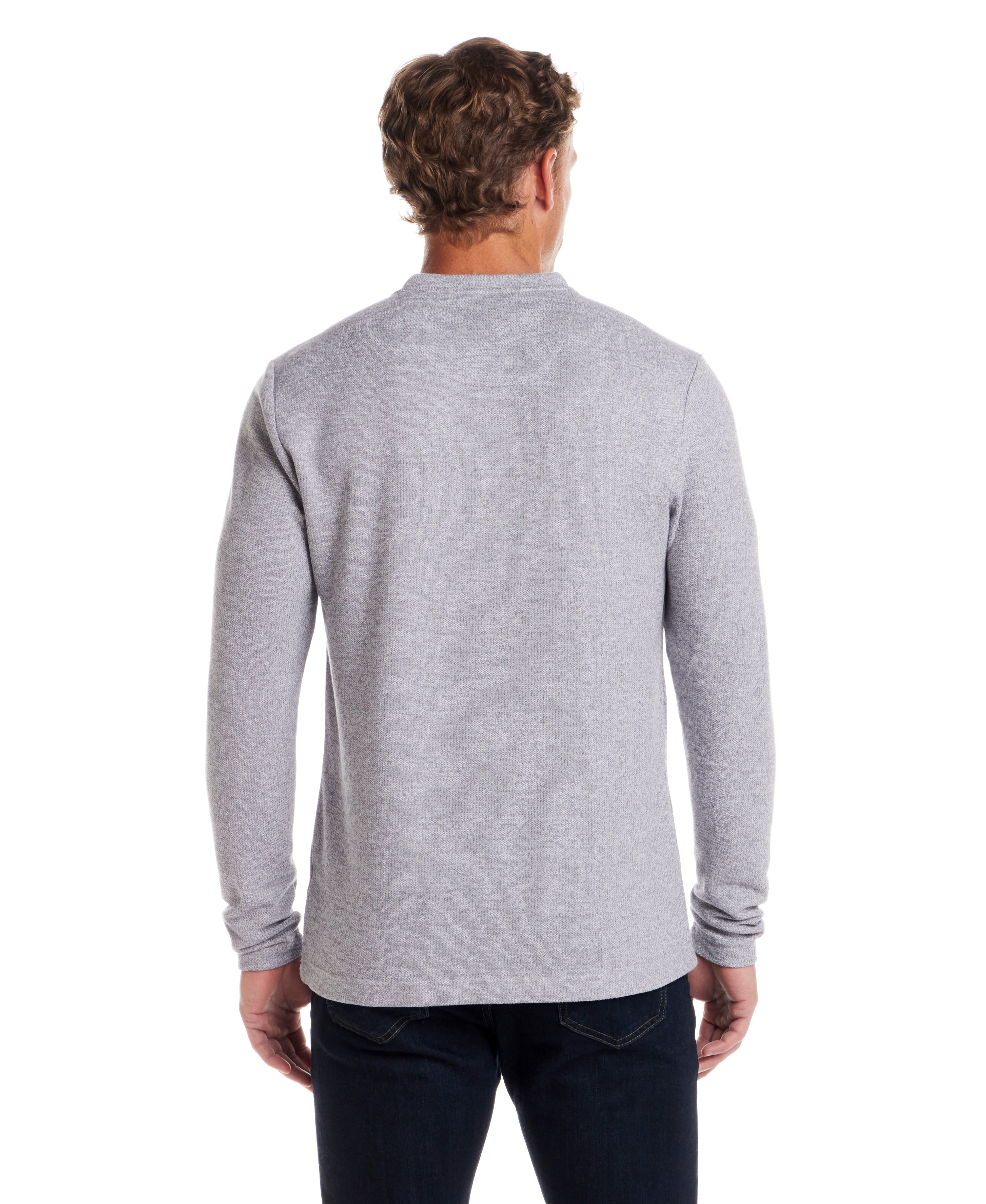 Long Sleeve Mixy Henley in Grey