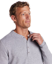 Long Sleeve Mixy Henley in Grey