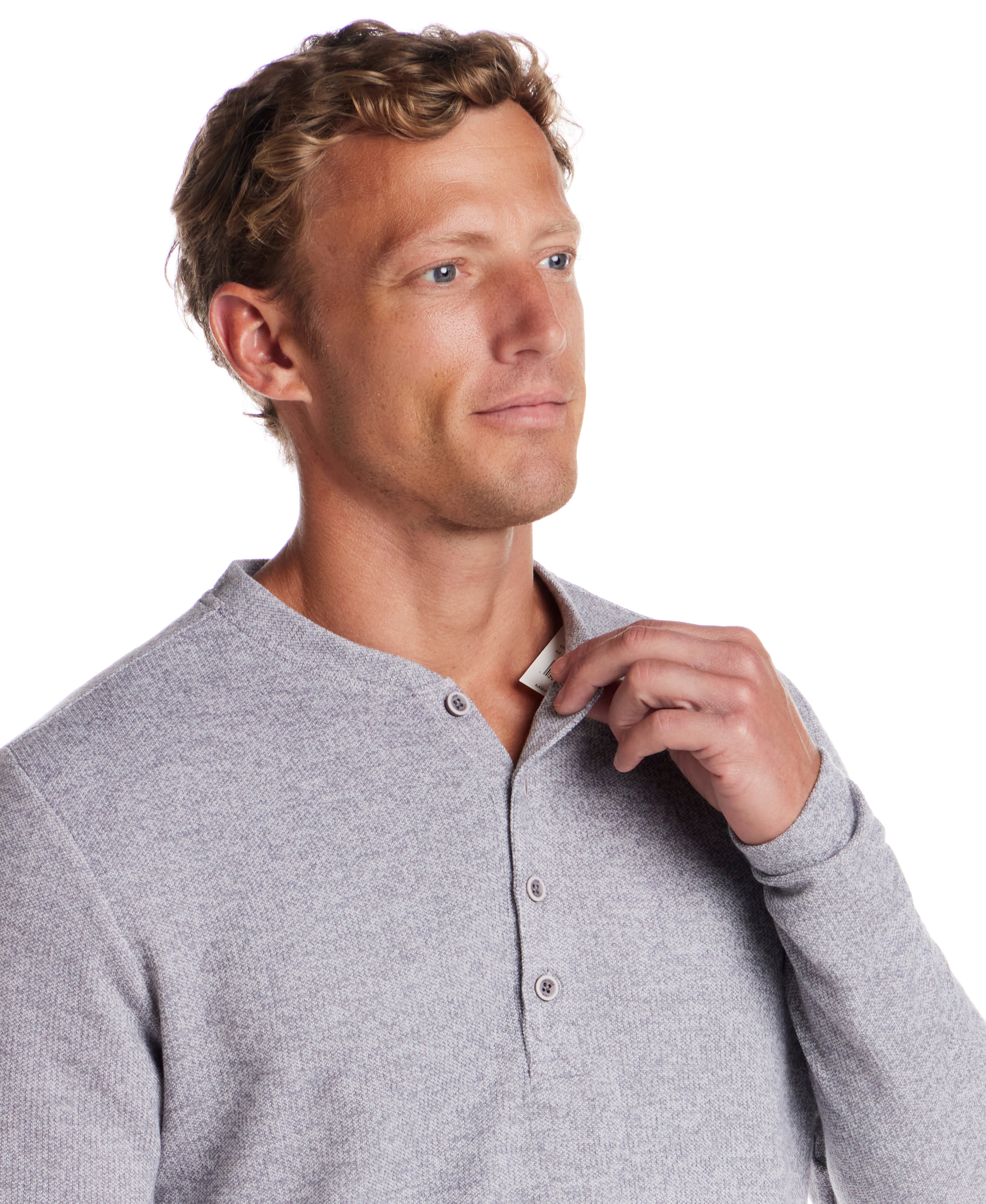 Long Sleeve Mixy Henley in Grey