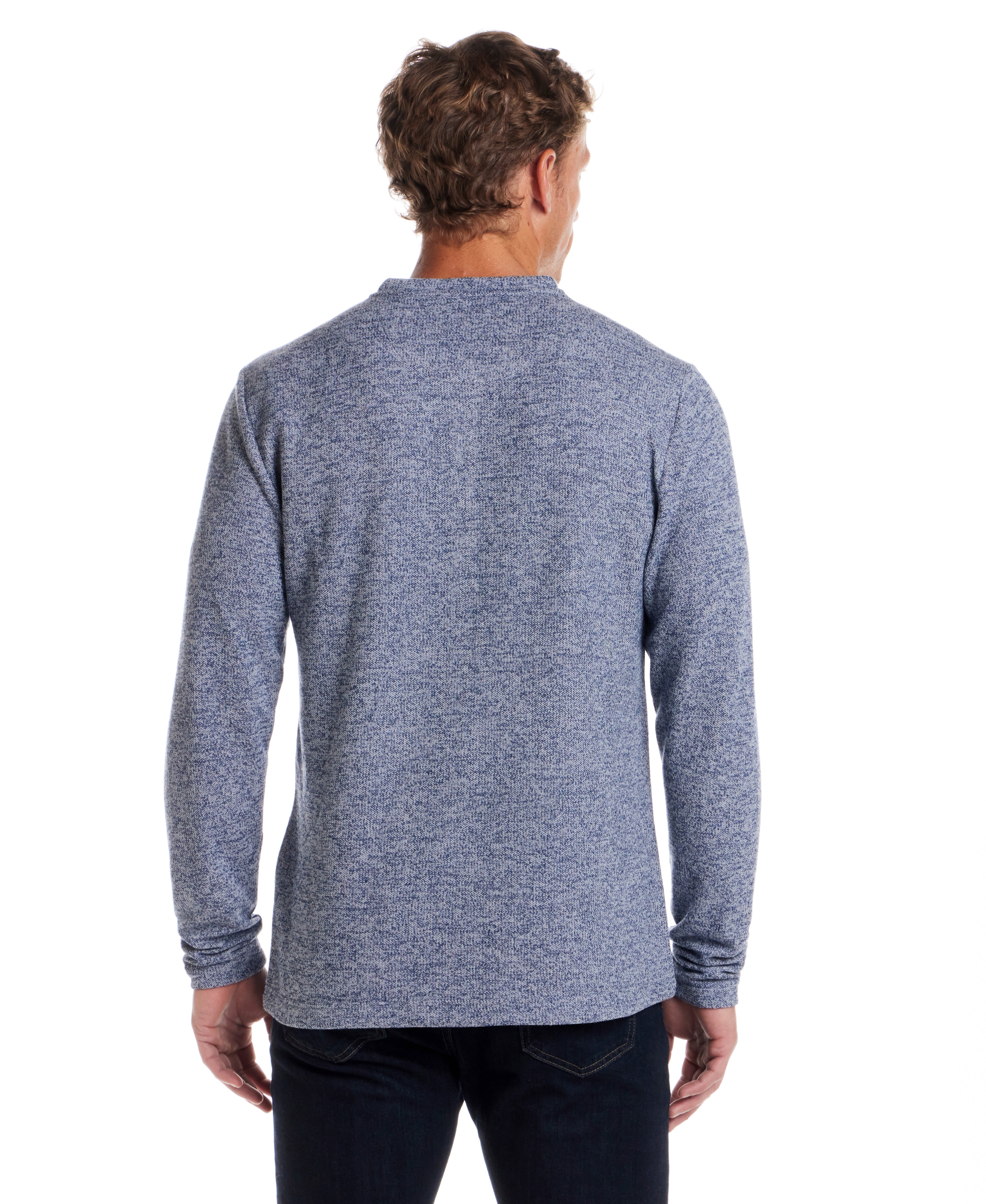 Long Sleeve Mixy Henley in Navy