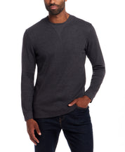 Long Sleeve Waffle Crew in Anthracite