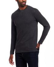 Long Sleeve Waffle Crew in Anthracite