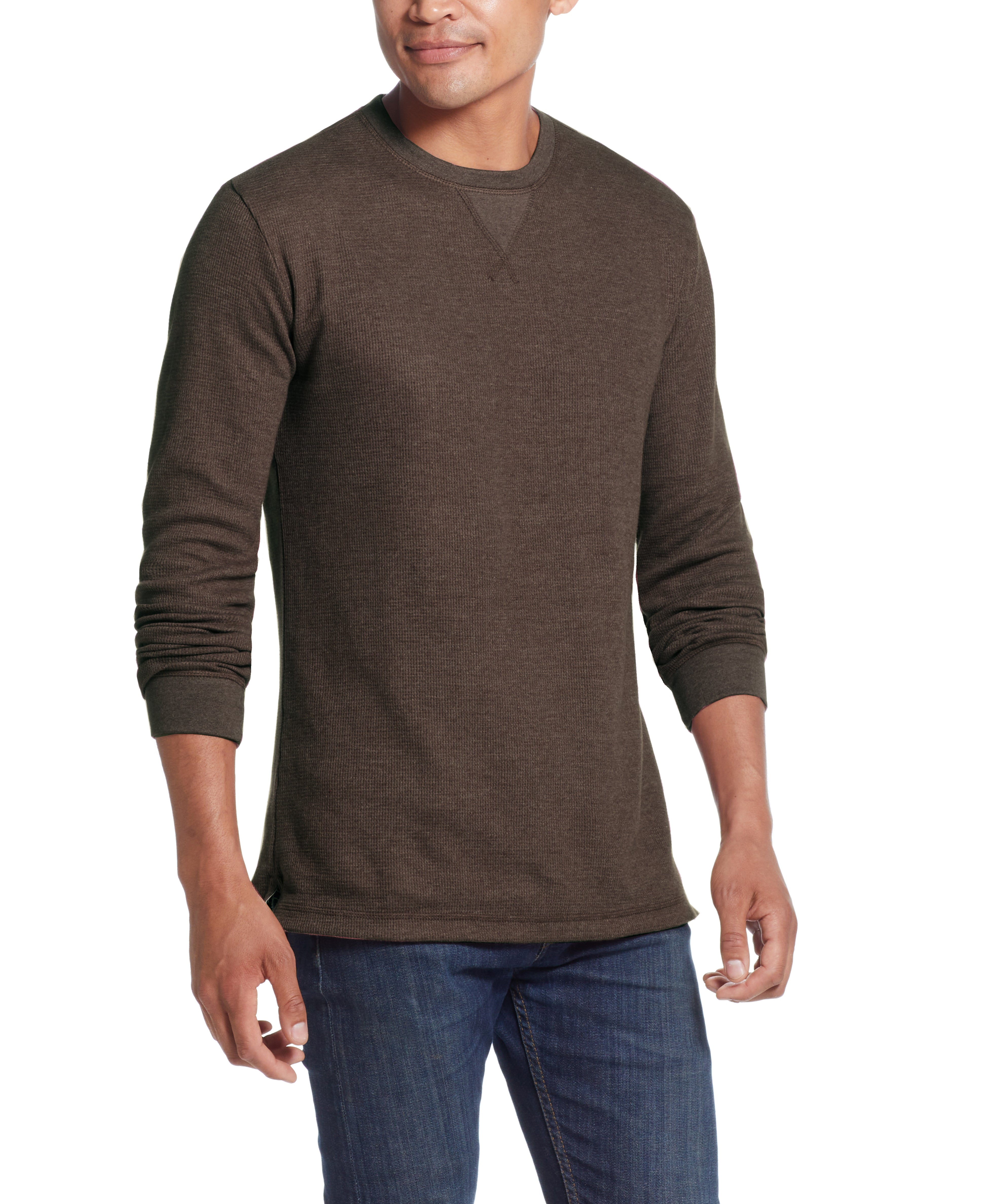 Long Sleeve Waffle Crew in Chocolate Torte