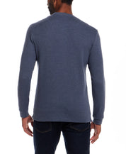 Long Sleeve Waffle Crew in Dark Navy Heather