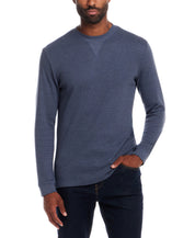 Long Sleeve Waffle Crew in Dark Navy Heather