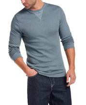 Long Sleeve Waffle Crew in Storm Blue