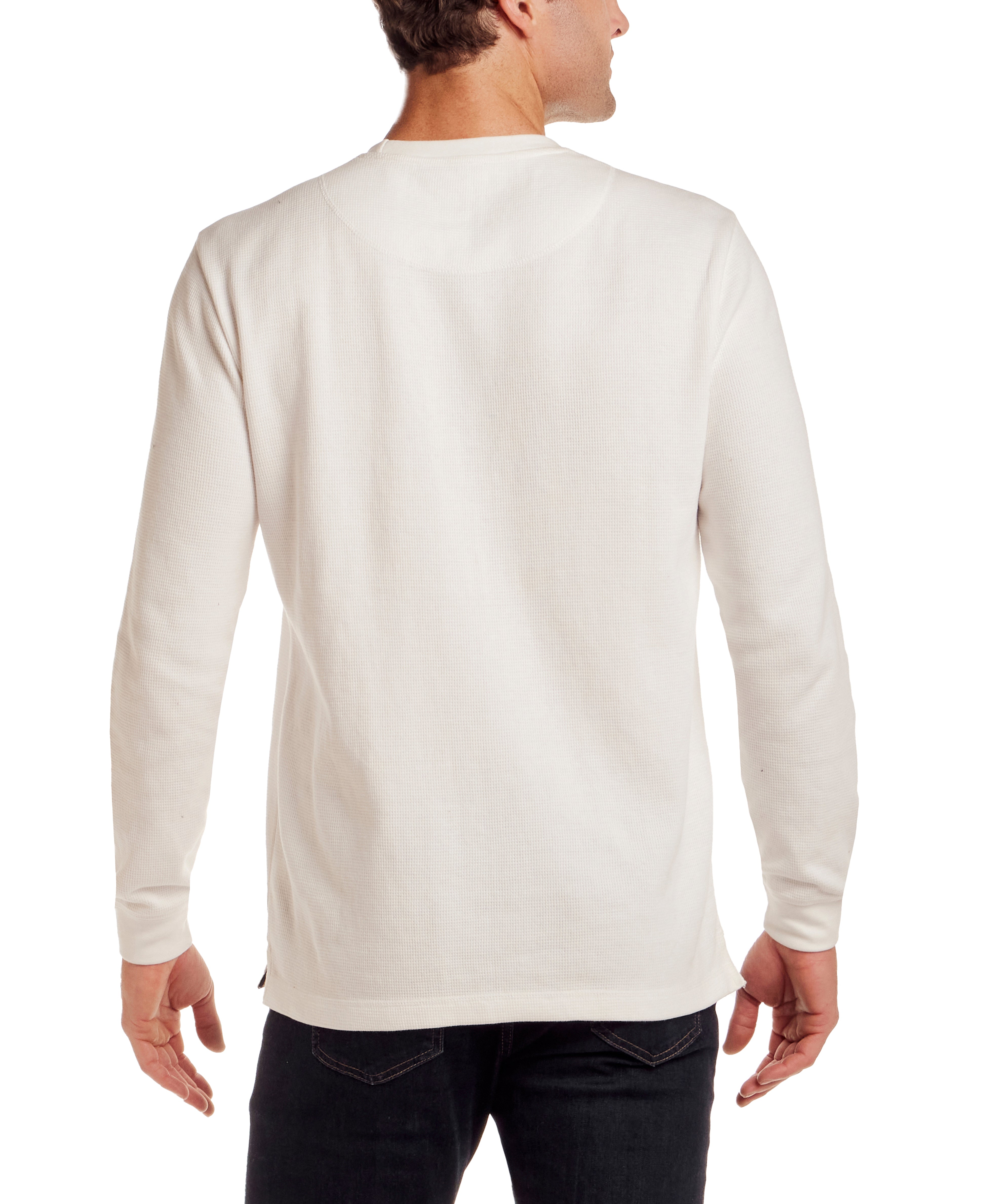 Long Sleeve Waffle Crew in White