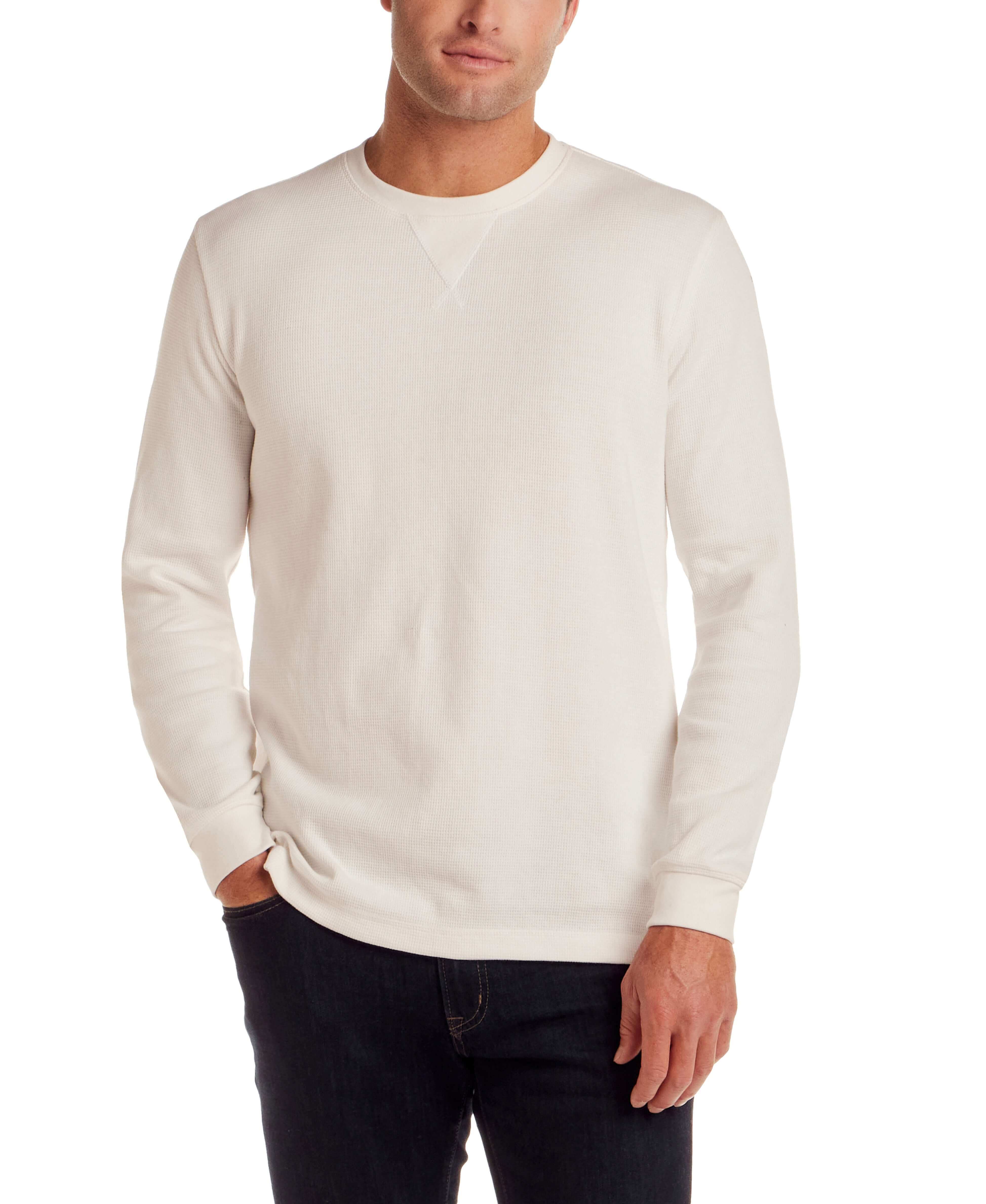 Long Sleeve Waffle Crew in White | Weatherproof® Vintage