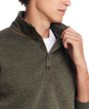 Mock Neck Sweater Fleece Pullover in Kambaba Olive
