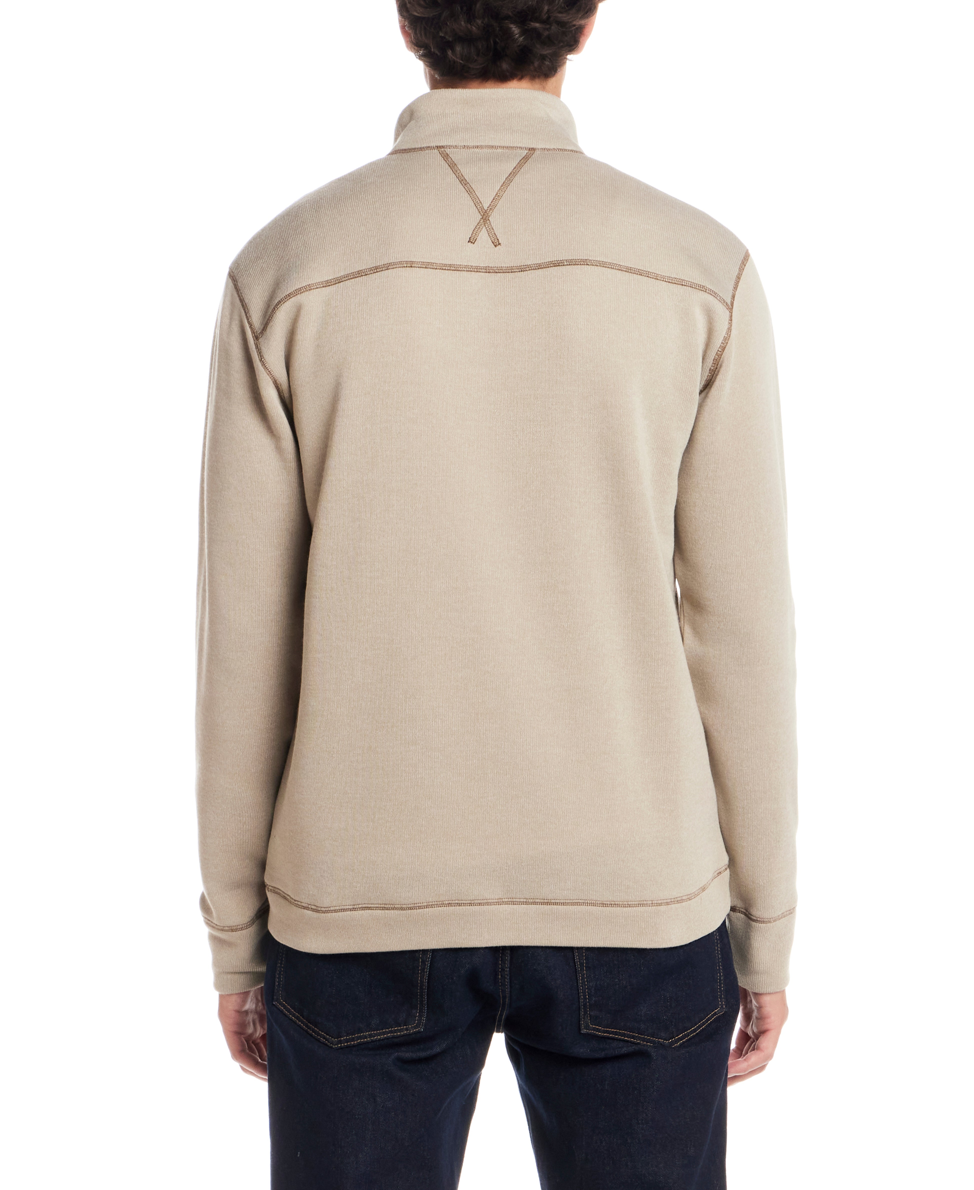 Mock Neck Sweater Fleece Pullover in Abbey Stone