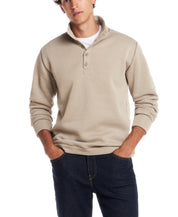 Mock Neck Sweater Fleece Pullover in Abbey Stone