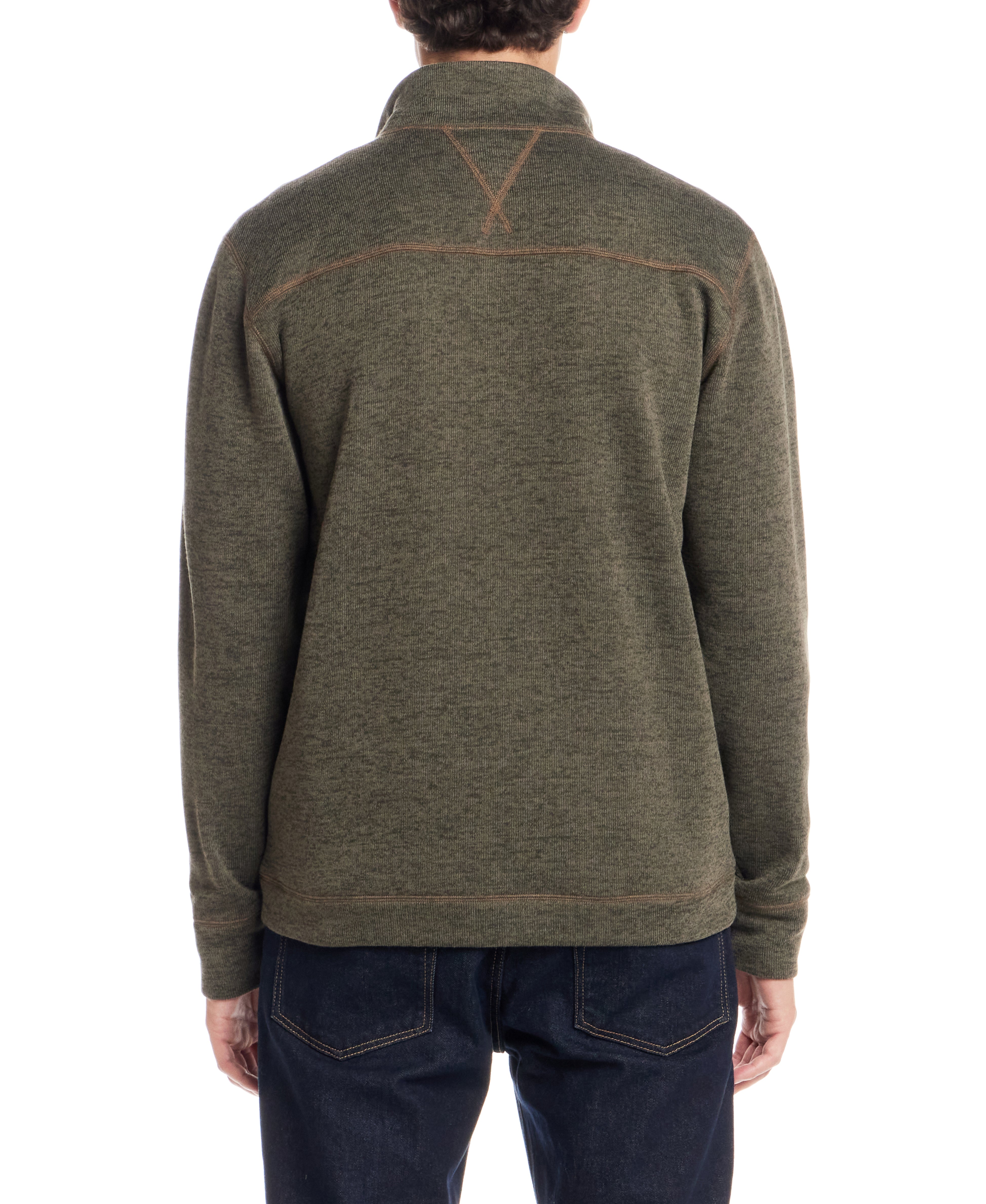 Mock Neck Sweater Fleece Pullover in Kambaba Olive