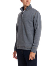 Mock Neck Sweater Fleece Pullover in Storm Blue