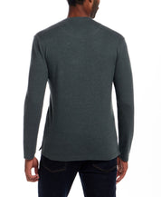 Long Sleeve Waffle Henley in Heather Scarab