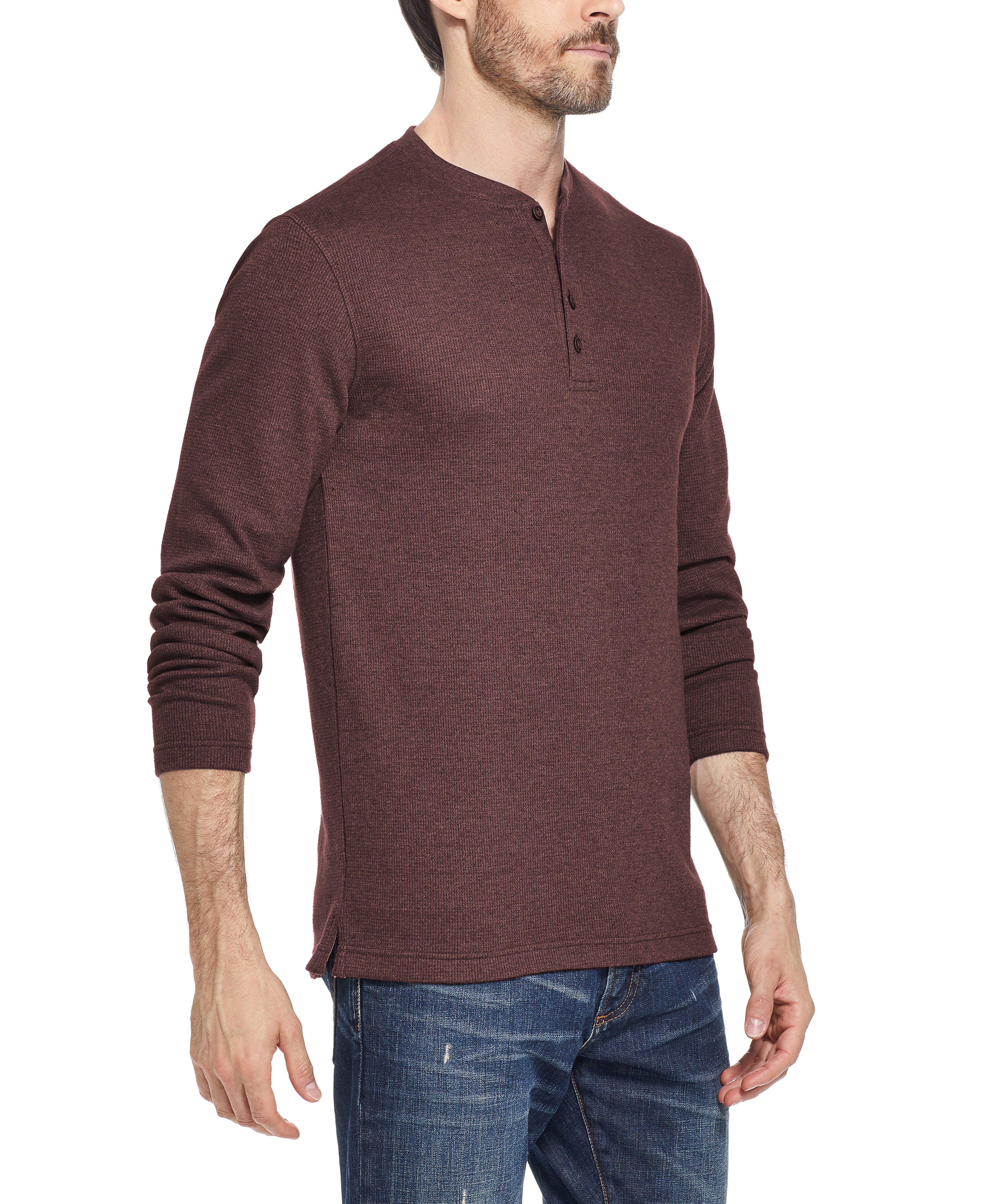 Long Sleeve Waffle Henley in Port Royal