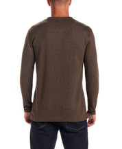 Long Sleeve Waffle Henley in Demitasse