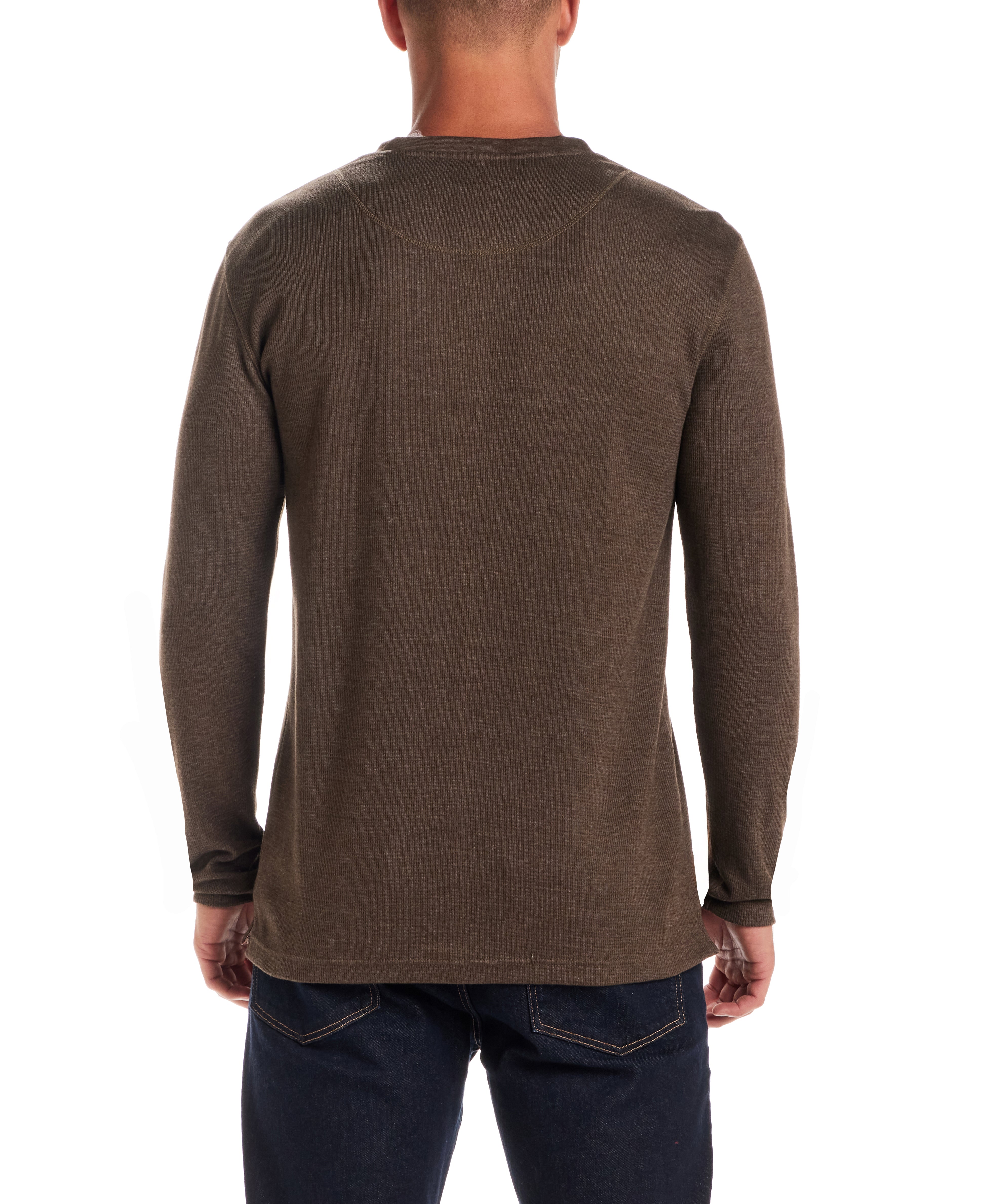 Long Sleeve Waffle Henley in Demitasse