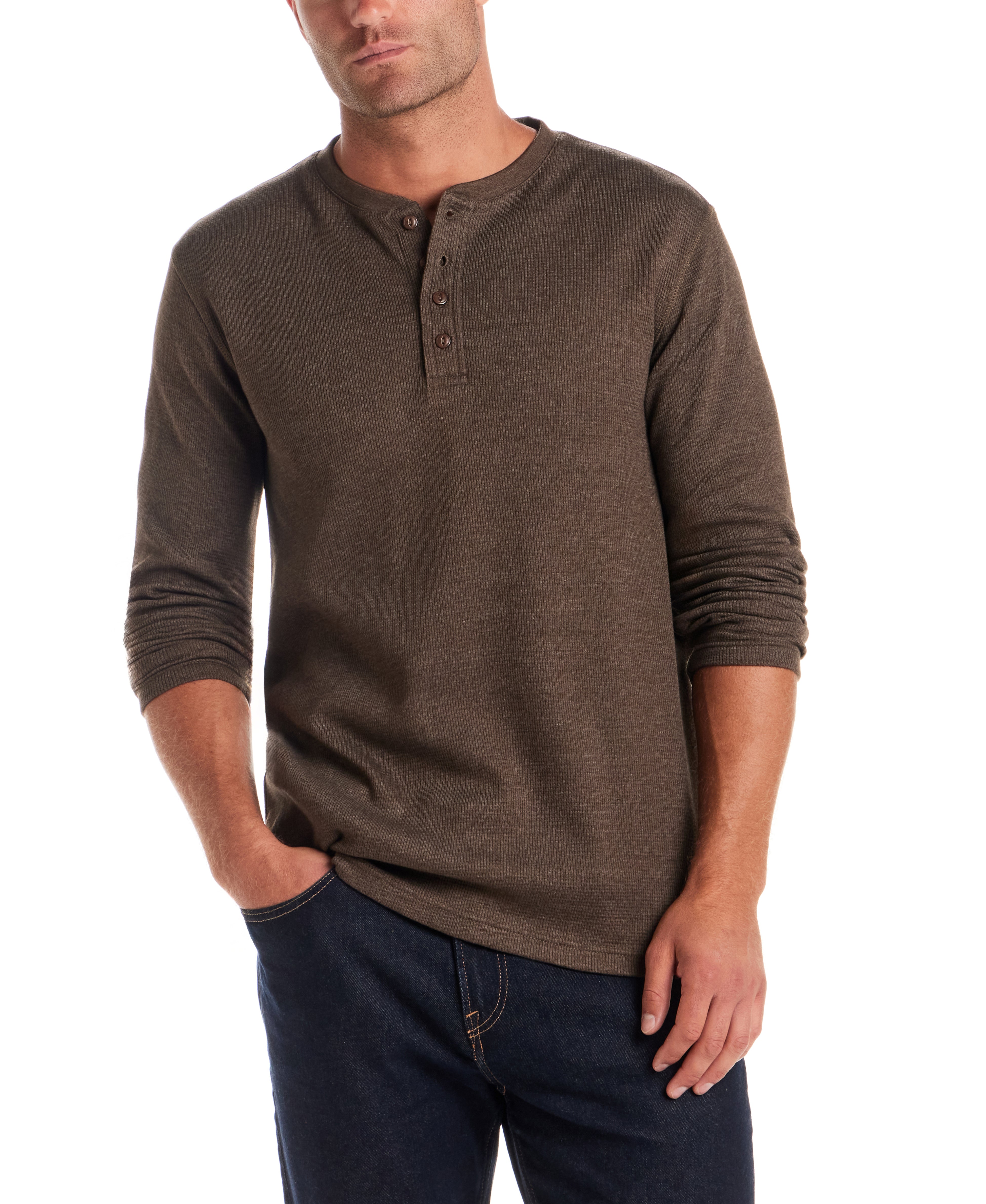 Classic Thermal Henley in Demitasse Heather