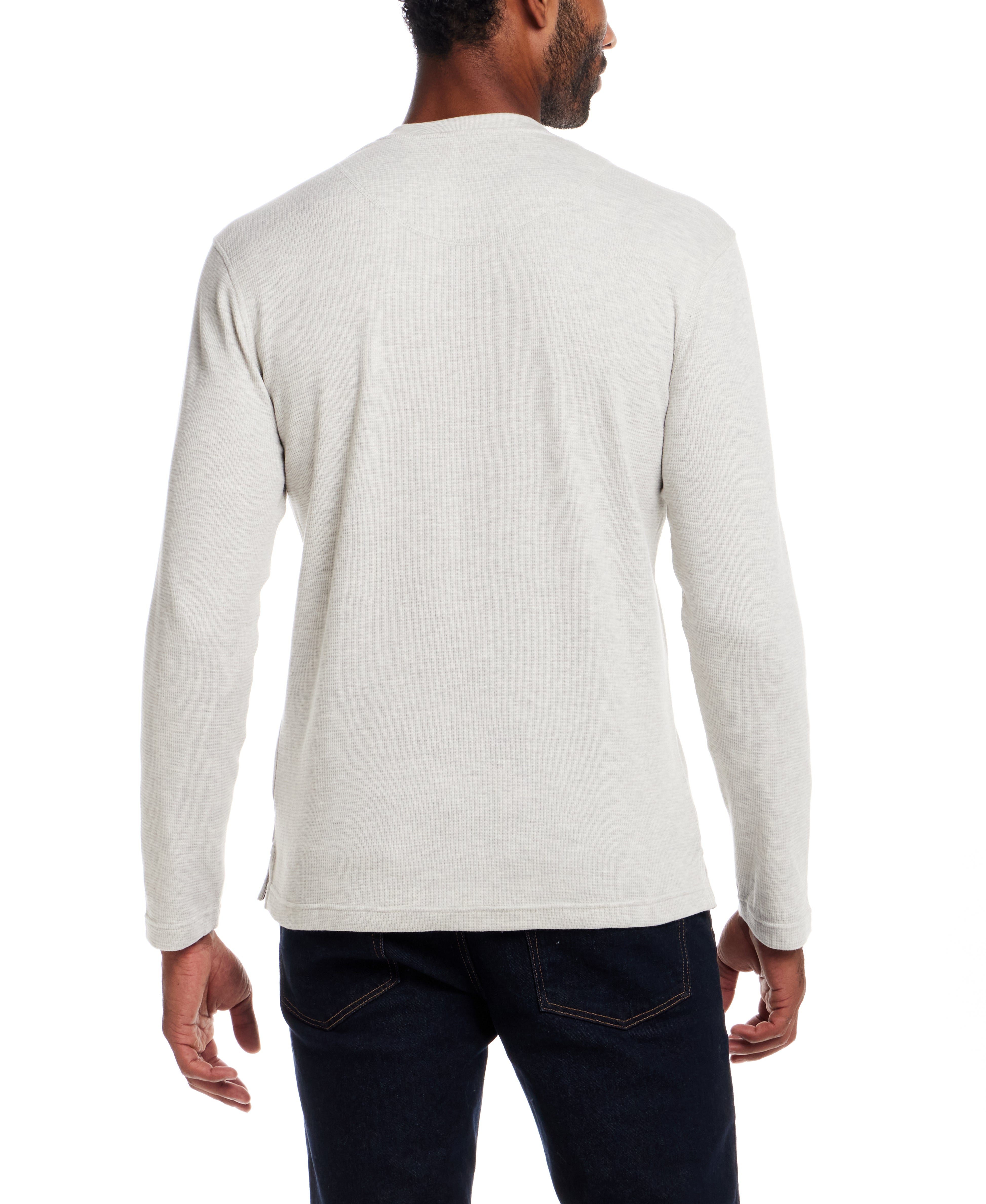 Long Sleeve Waffle Henley in Oatmeal