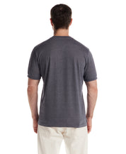 Short Sleeve Microstripe Henley in Insignia Blue